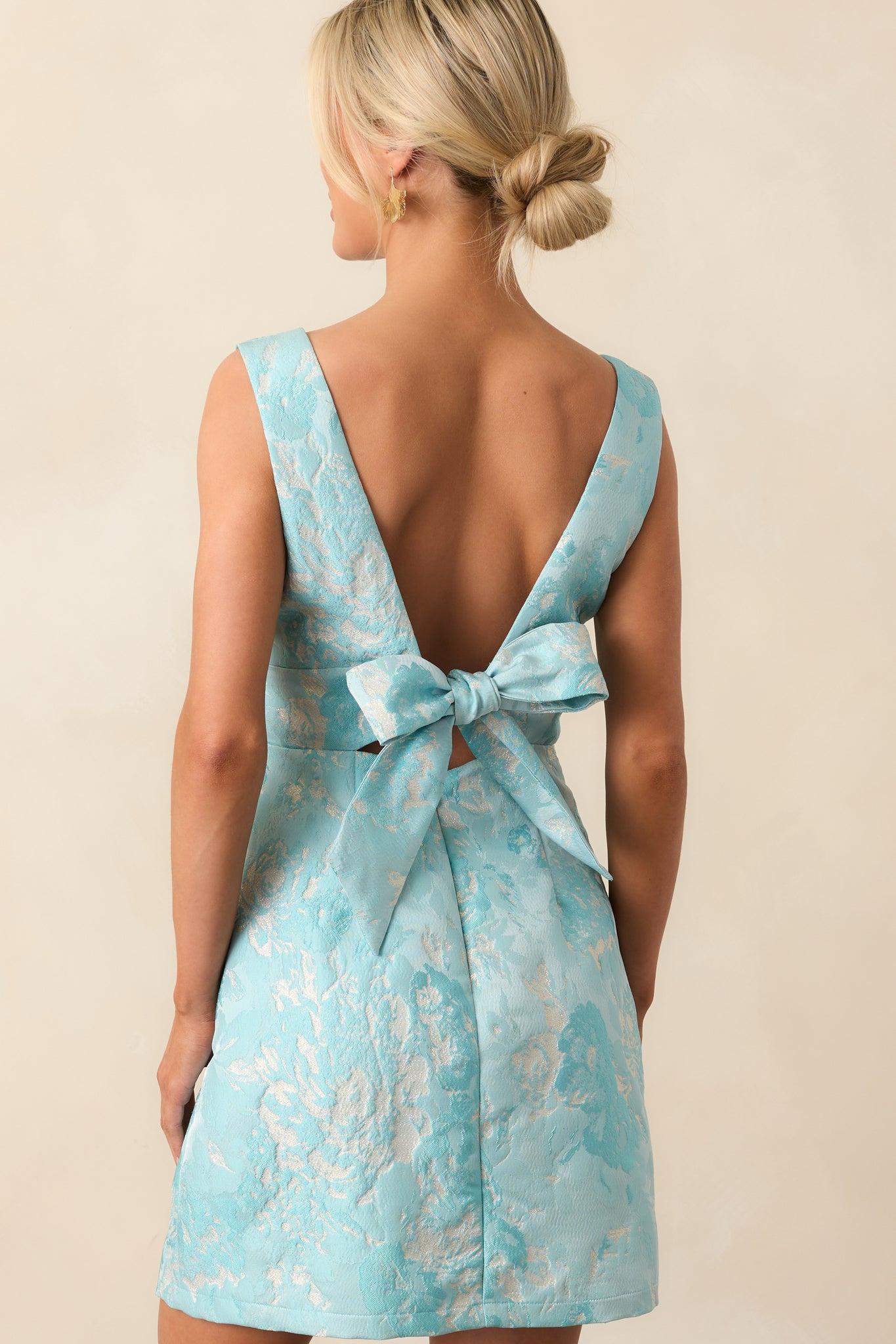 Daily Delight Light Blue Floral Jacquard Mini Dress Product Image