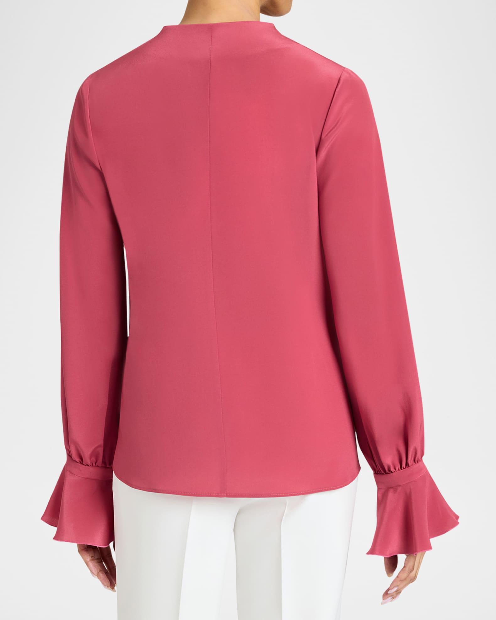 Rue Ruffle-Cuff Silk Crepe De Chine Blouse Product Image