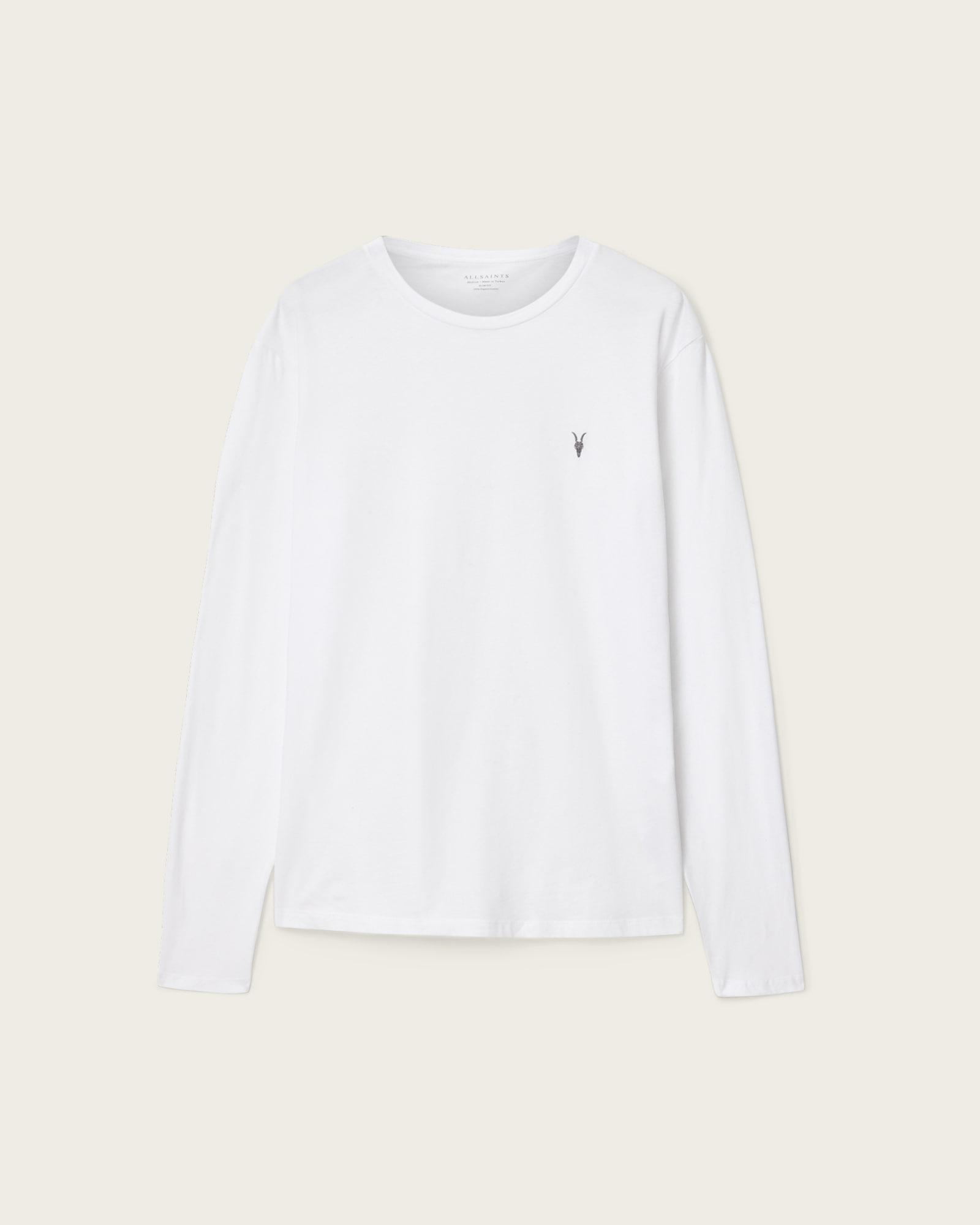 Brace Brushed Cotton Long Sleeve T-Shirt Optic White | ALLSAINTS US Product Image