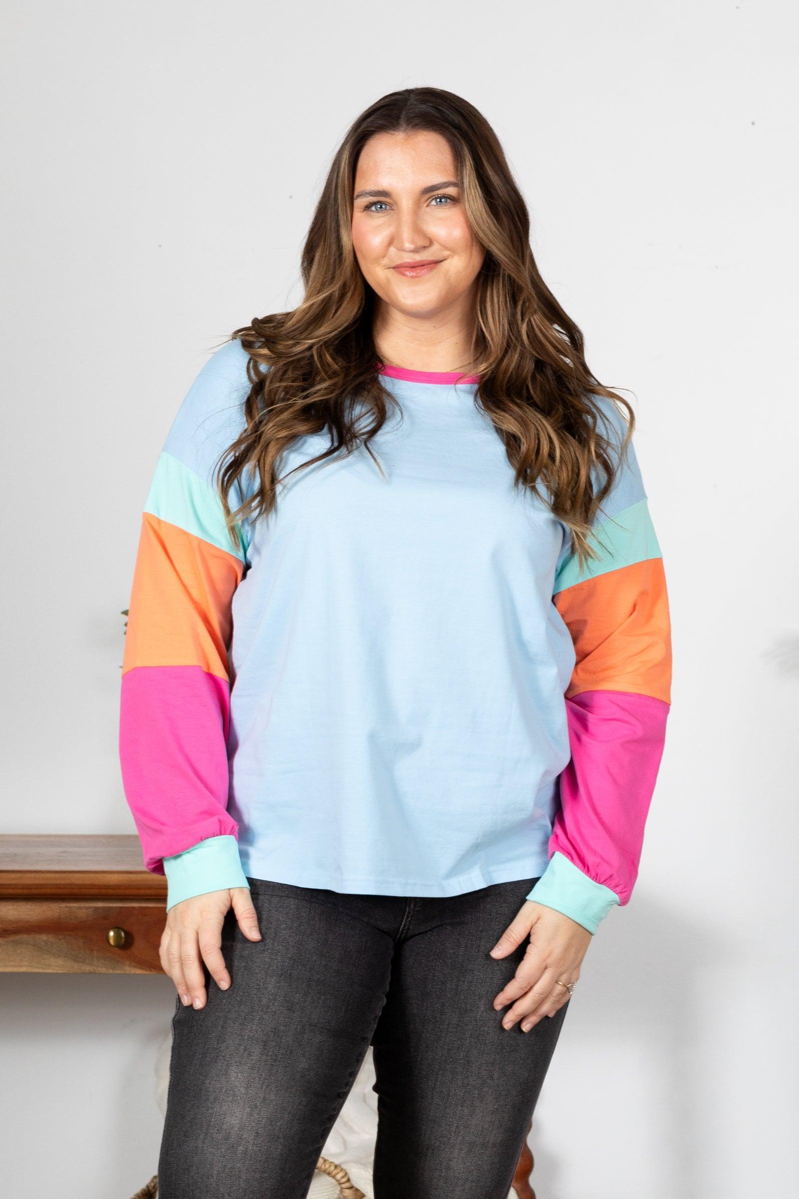 Colorblock Long Sleeve Relaxed Fit Top Product Image