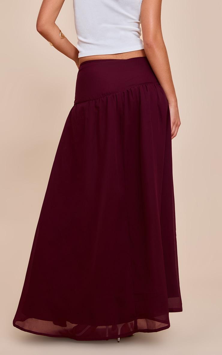 Wine Twist Front Thigh Split Maxi Skirt Product Image