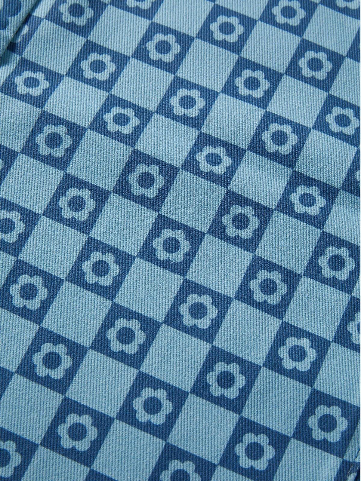 Checkered Print High Waist Slim Jeans Product Image