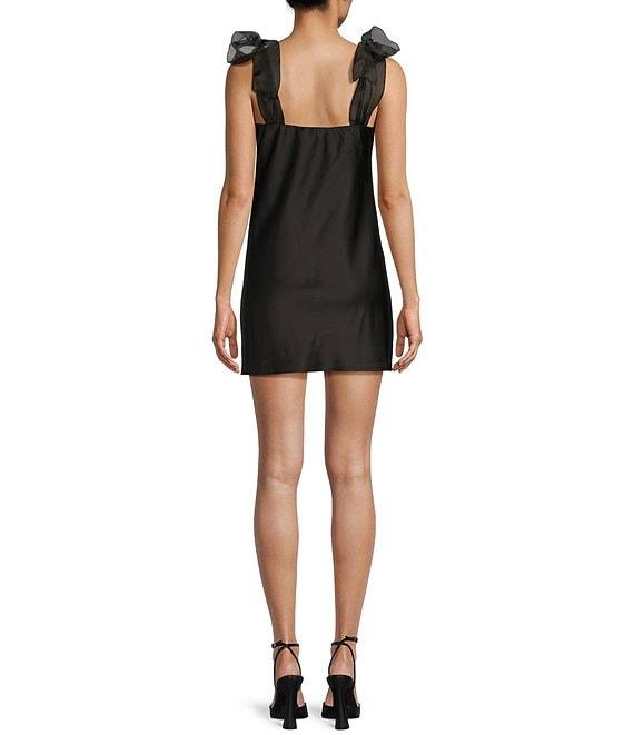 Allison & Kelly Satin Bow Straps Square Neck Dress Product Image