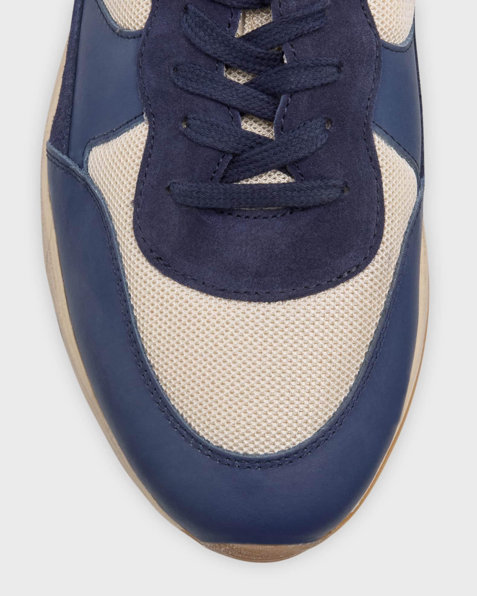 Men's Running Sole Mesh and Leather Sneakers Product Image