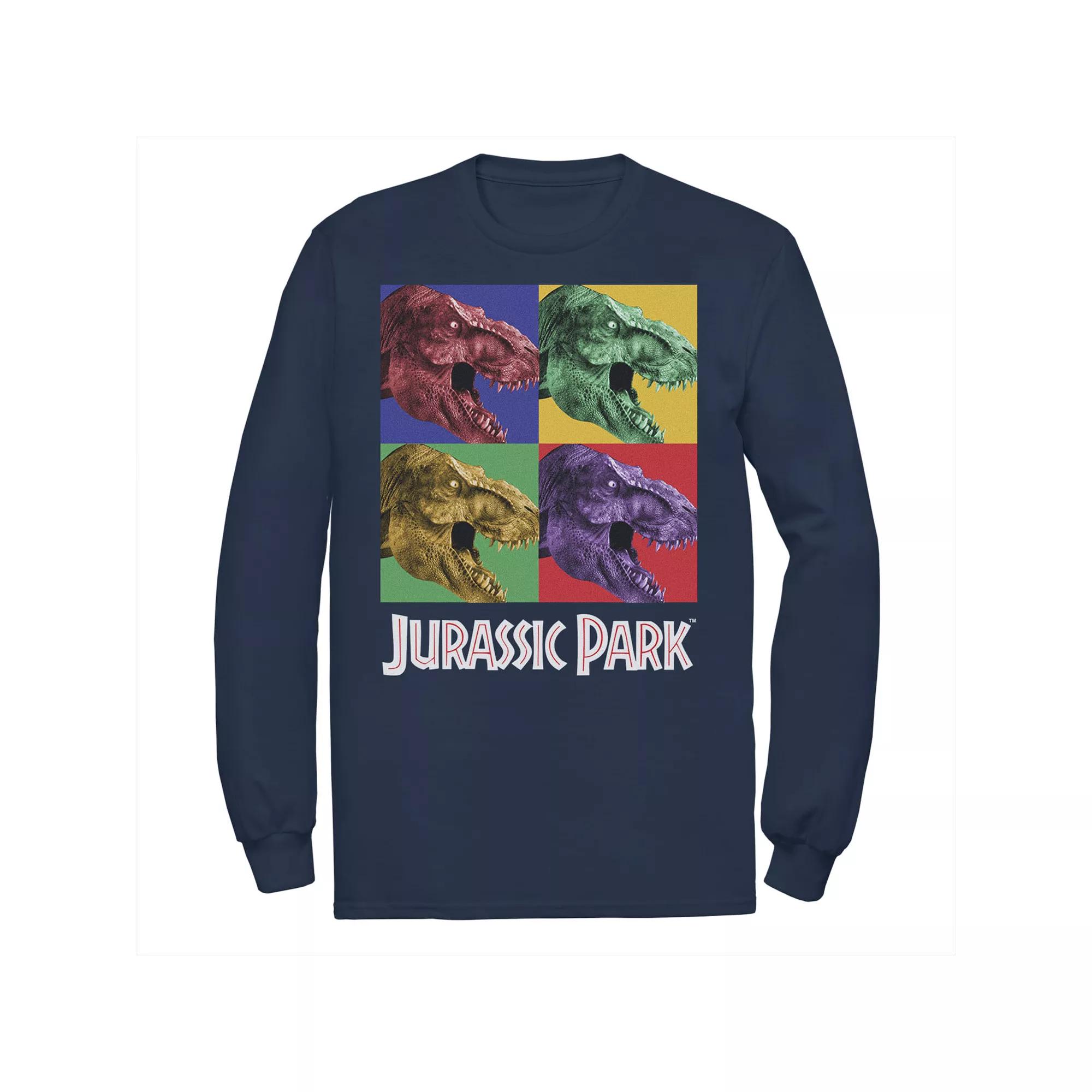 Men's Jurassic Park Four Square Dino Pop Art Style Tee, Size: Large, Blue Product Image