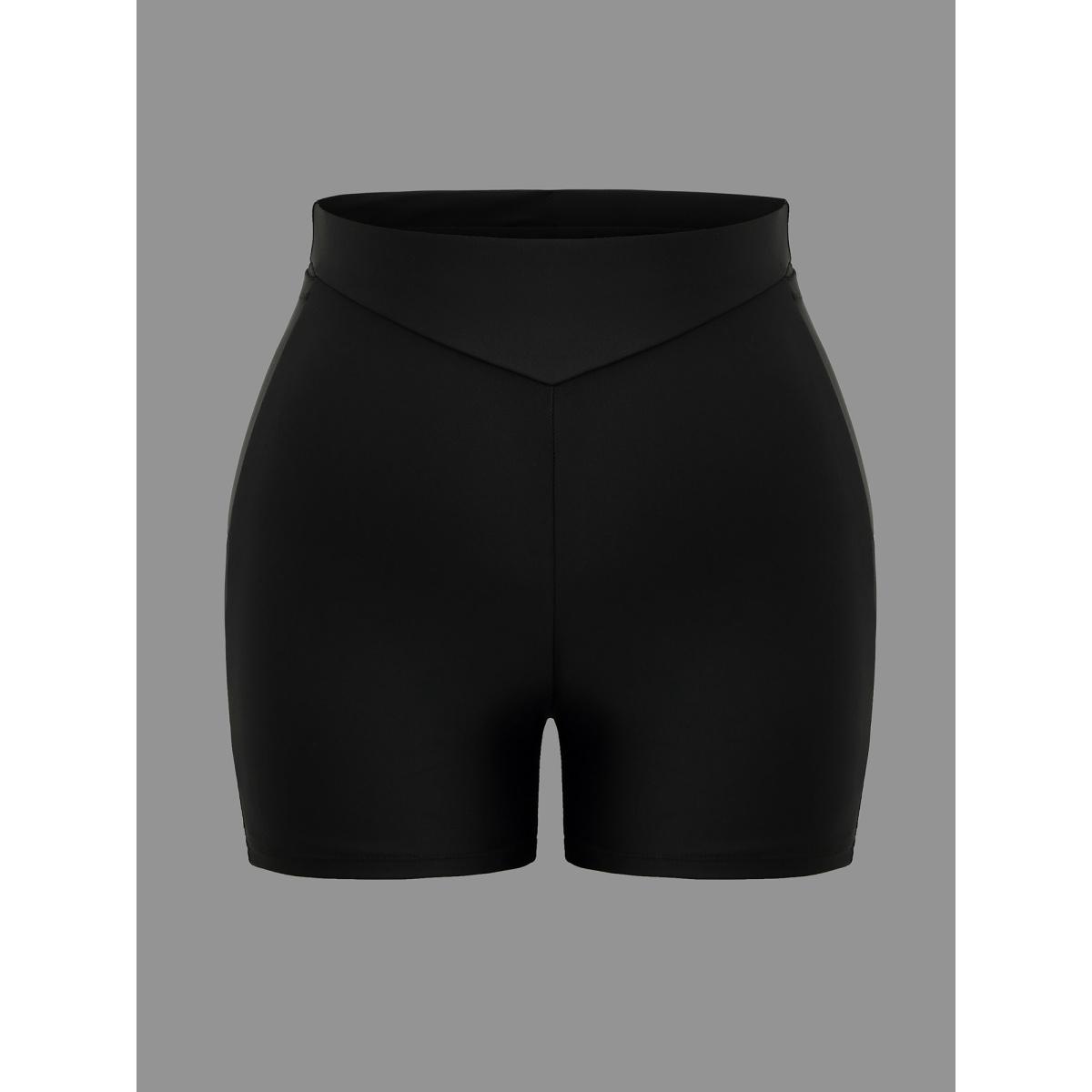 Plus Size High-Waisted Ruched Pocket Swim Bottoms Women's Swimwear Black Resort Gathered High stretch Skinny High Rise Side seam pocket Curve Swim Bottoms BloomChic 28/5X Product Image