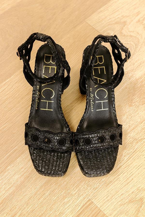 Moorea Raffia Woven Heel in Black Product Image