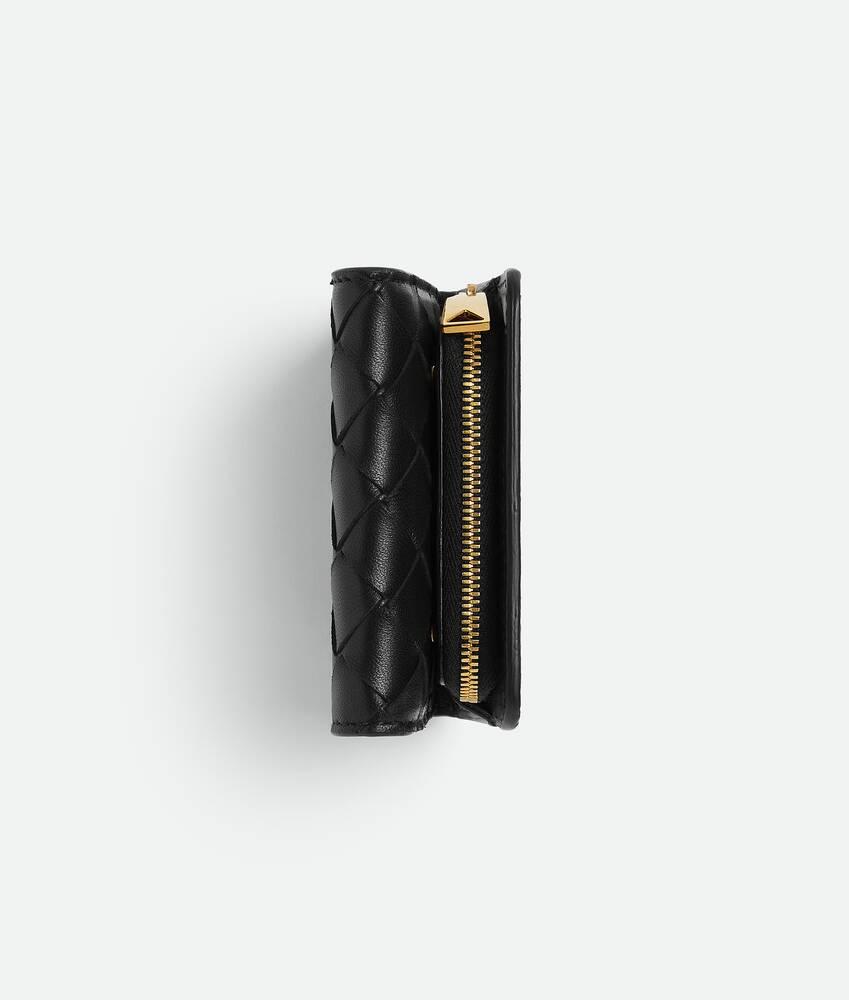 Women's Intrecciato Tri-Fold Wallet in Black Product Image