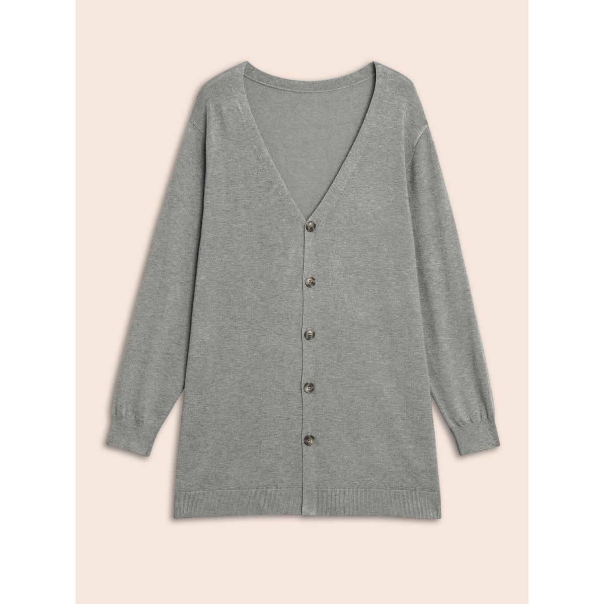 Plus Size Supersoft Essentials Plain Kimono Collar Cardigan Mediumgray Women Basics Loose Long Sleeve Everyday Cardigans BloomChic 26/4X Product Image