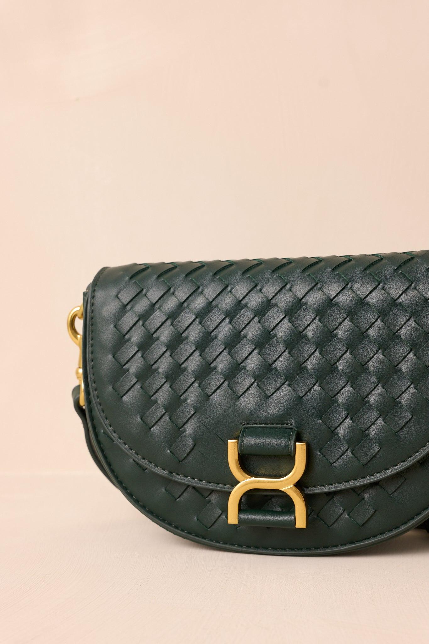 Tempest’s Call Forest Green Woven Faux Leather Handbag Product Image