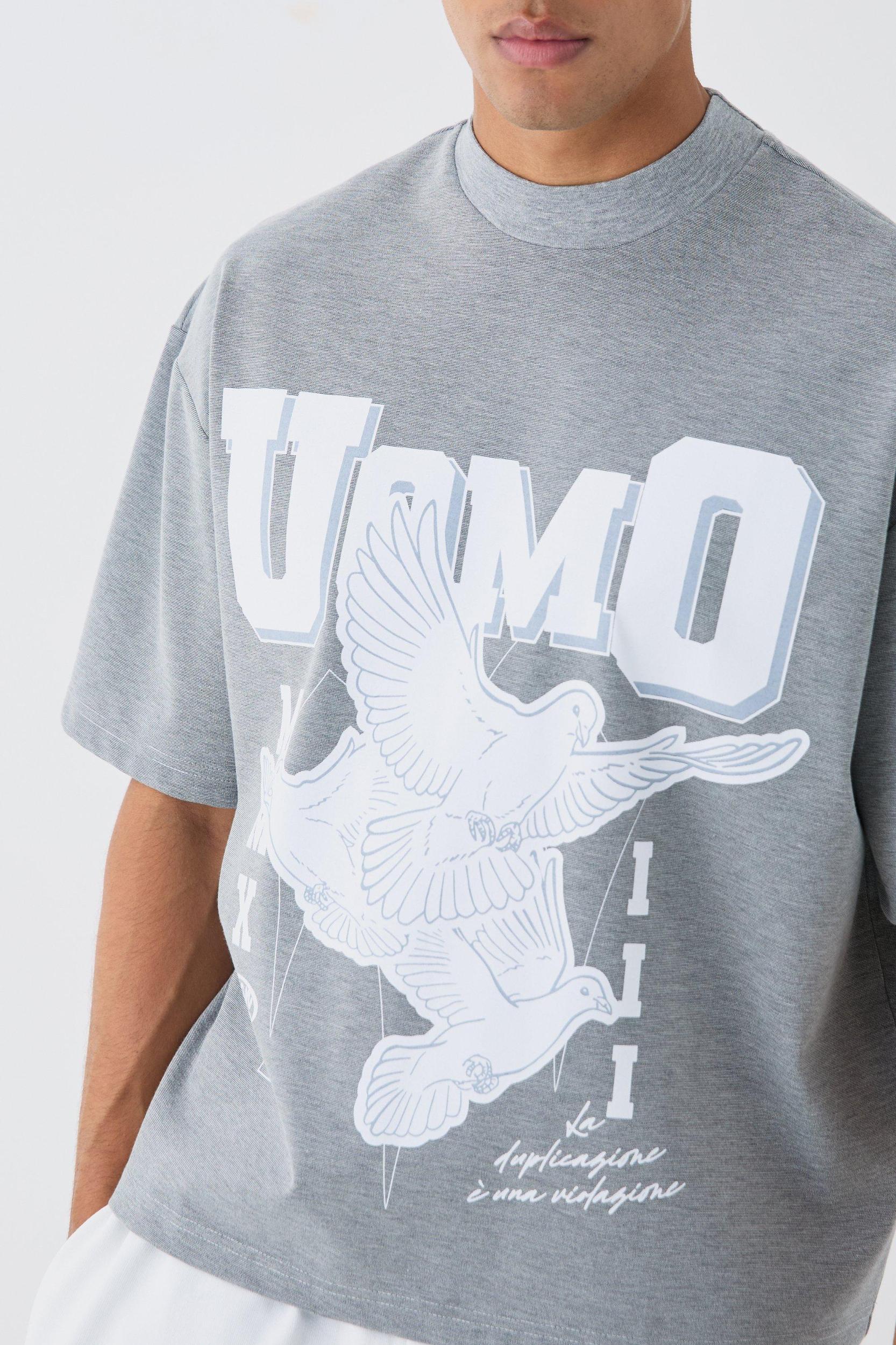 Oversized Boxy Tonal Printed Heavyweight T-shirt | boohooMAN USA Product Image