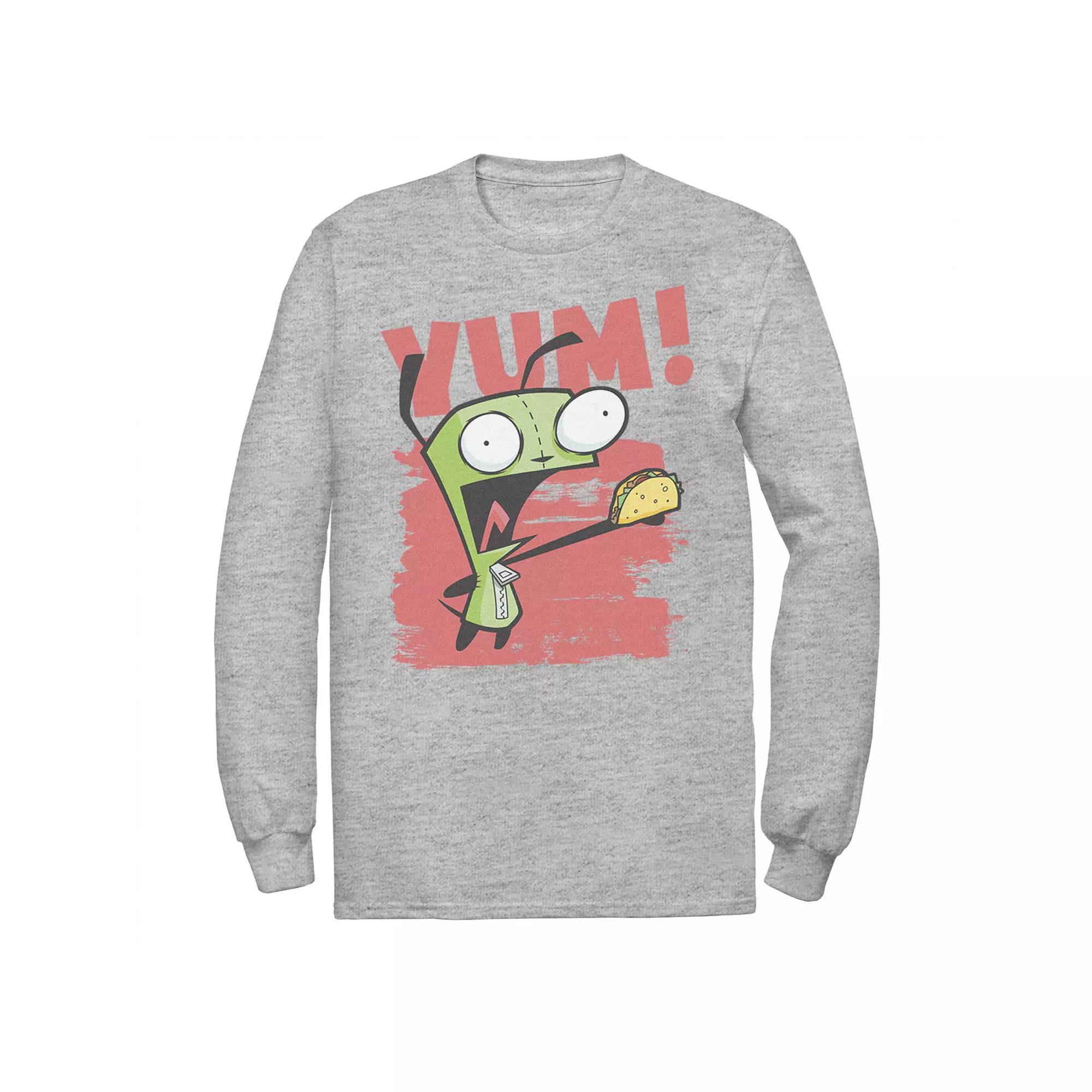 Men's Nickelodeon Invader Zim Gir Screaming Yum! Taco Portrait Long Sleeve Graphic Tee,  Product Image