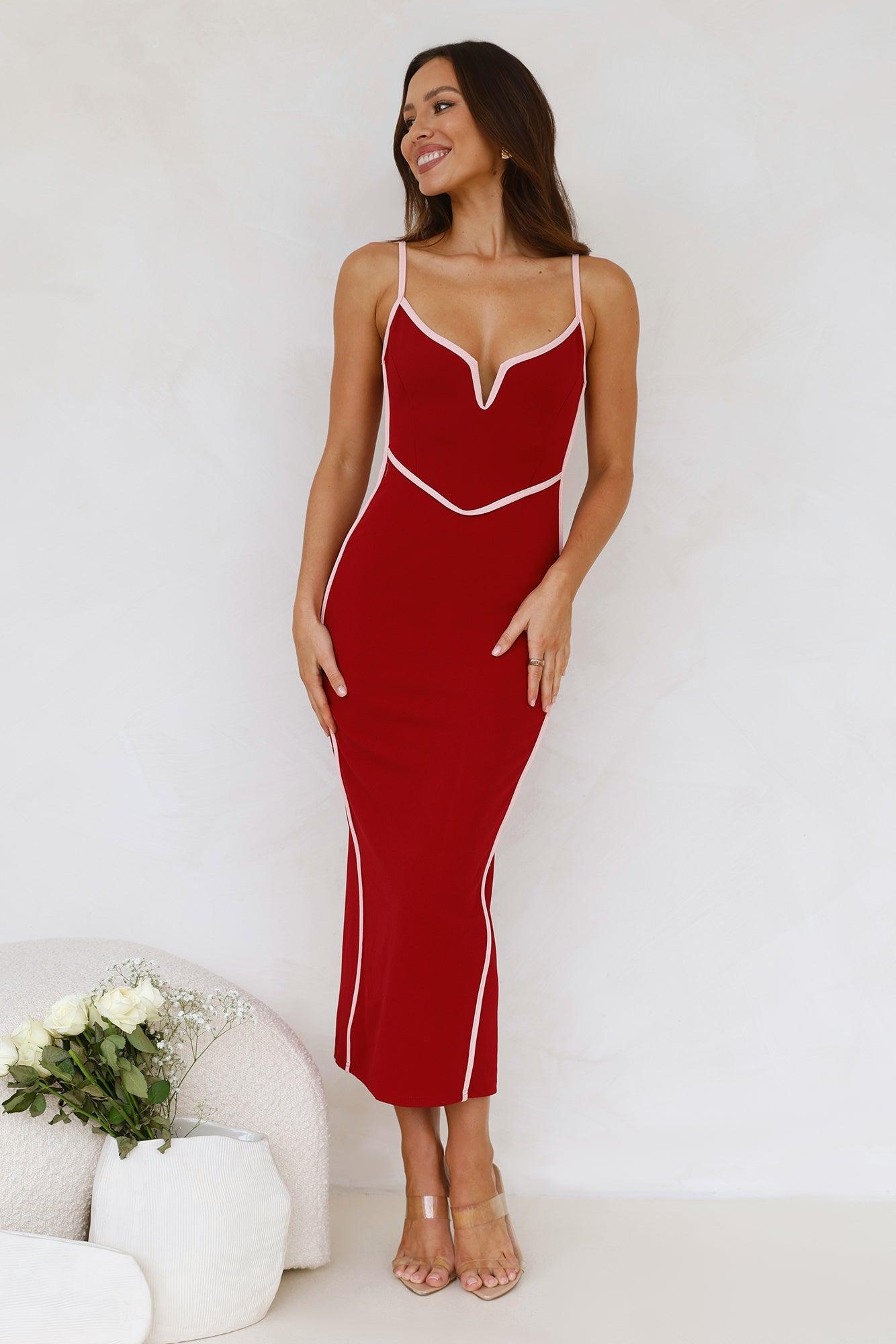 Real Style Midi Dress Red Product Image