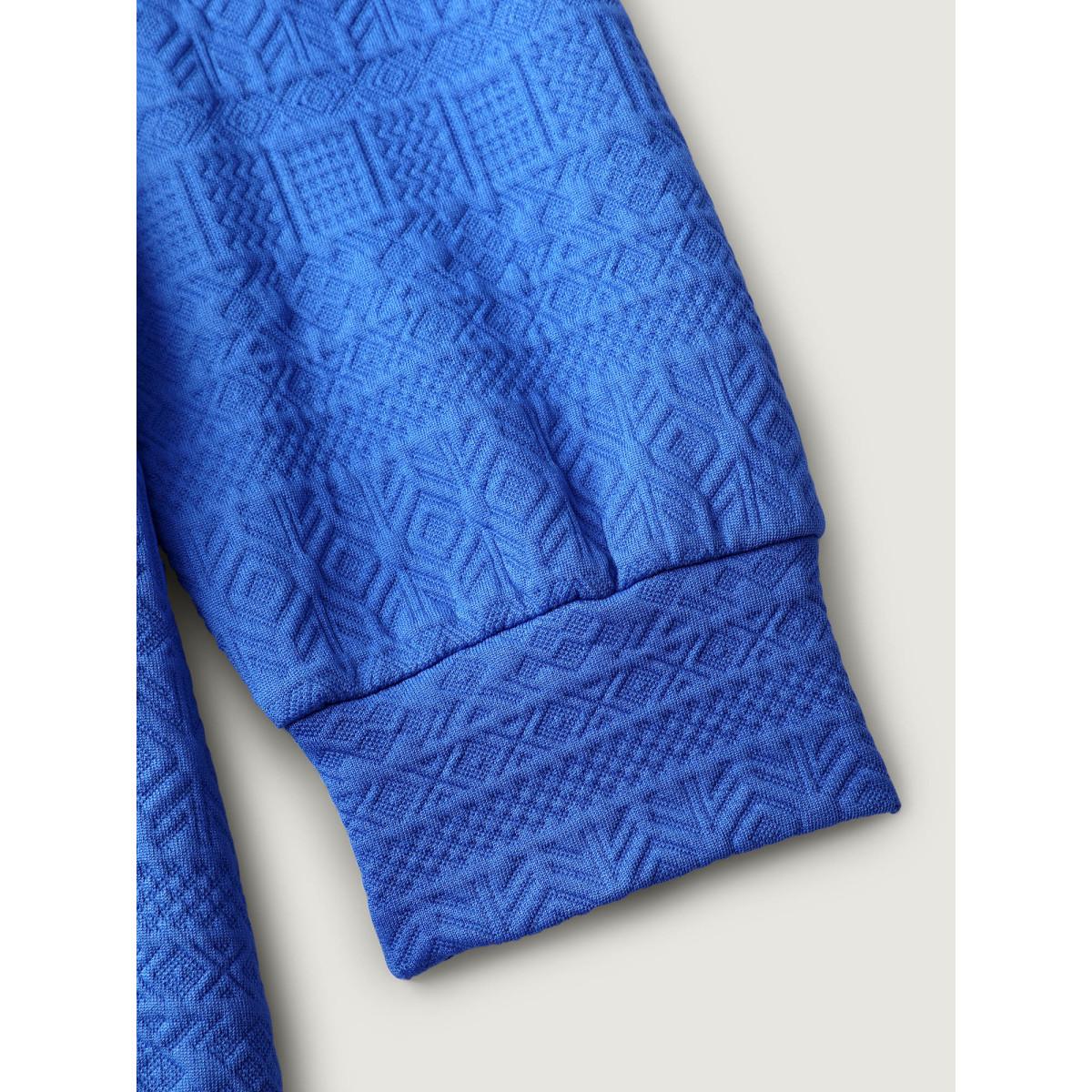 Plus Size Textured Half-Zipper Stretchy Sweatshirt Women Brightblue Leisure Texture Turtleneck Casual Sweatshirts BloomChic 14-16/1X Product Image