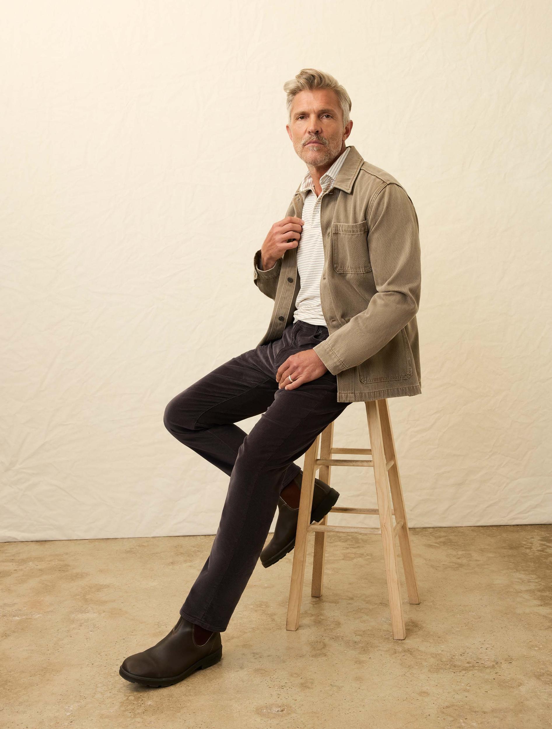 Stretch Terry Corduroy 5-Pocket Pant - Washed Charcoal Male Product Image