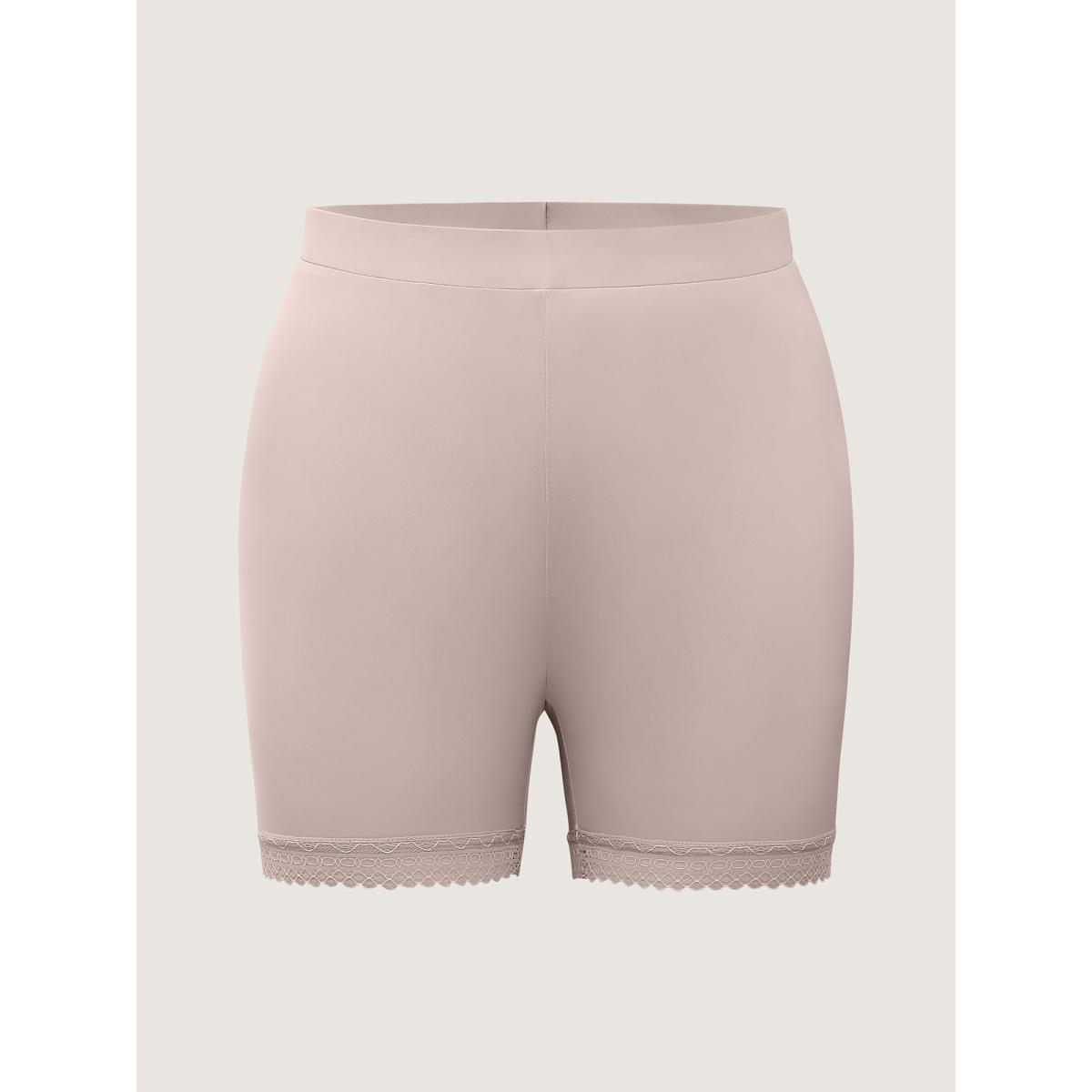 Plus Size Supersoft Stretchy Lace Hem Shorts Women Nudepink Timeless Patchwork Skinny Elegant Shorts BloomChic 14-16/1X Product Image