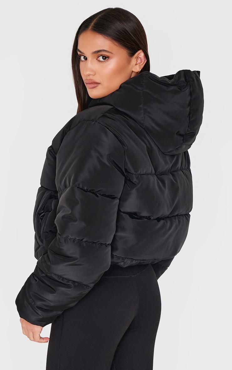  Black Hooded Padded Jacket Product Image