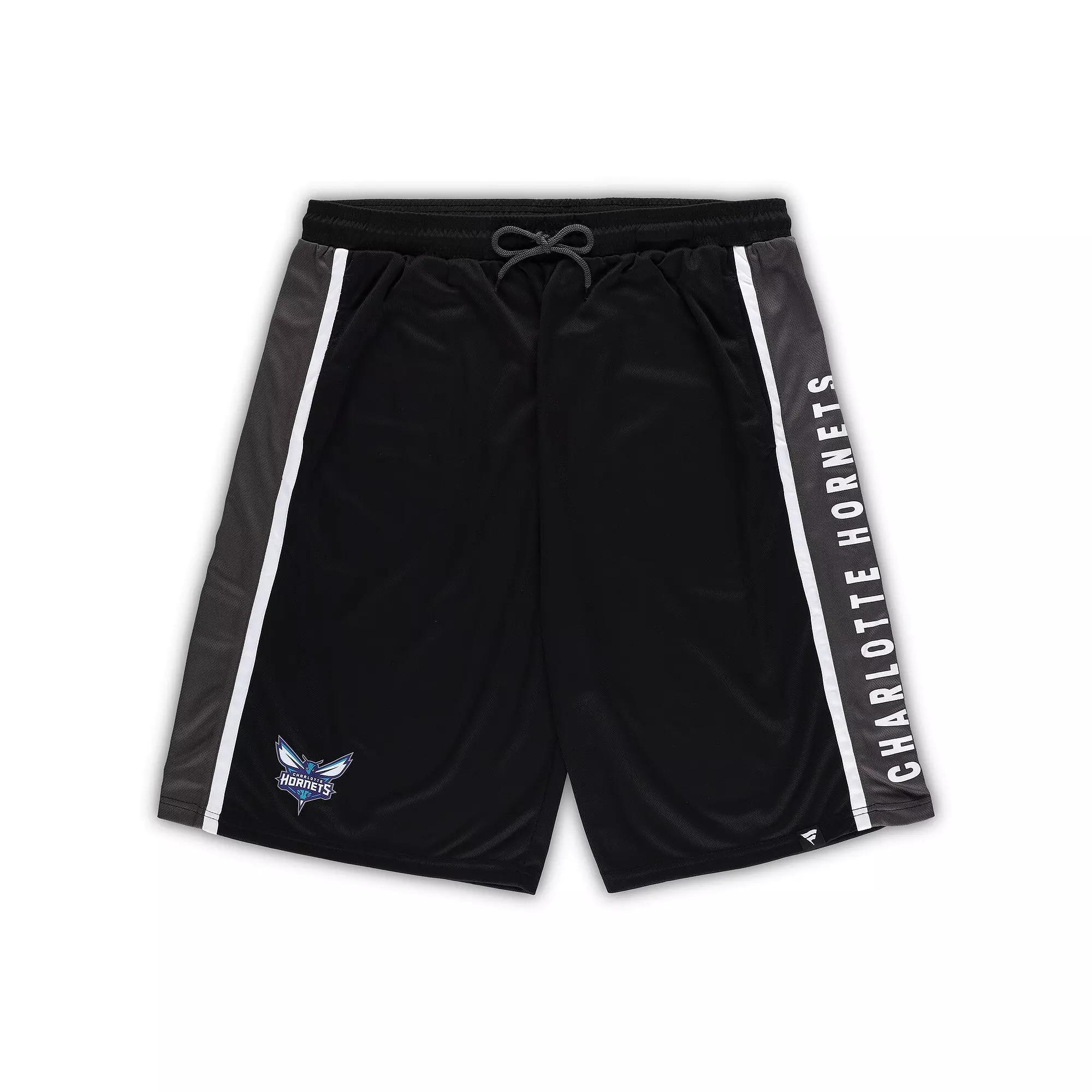 Men's Fanatics Branded Black Charlotte Hornets Big & Tall Referee Iconic Mesh Shorts,  Product Image