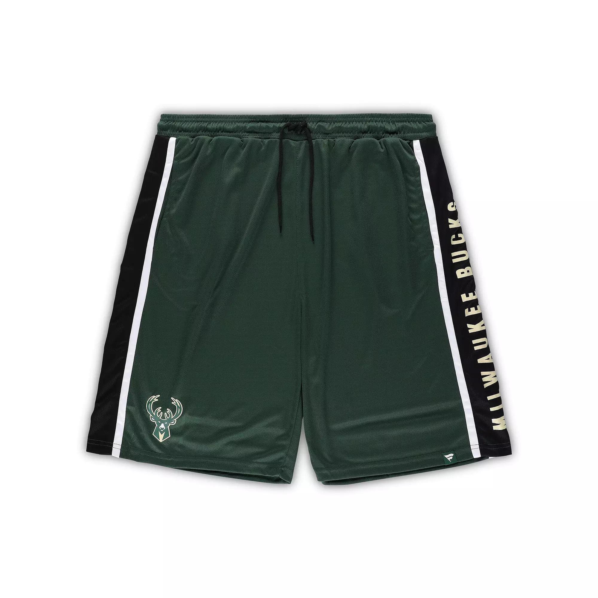 Men's Fanatics Branded Hunter Green Milwaukee Bucks Big & Tall Referee Iconic Mesh Shorts,  Product Image