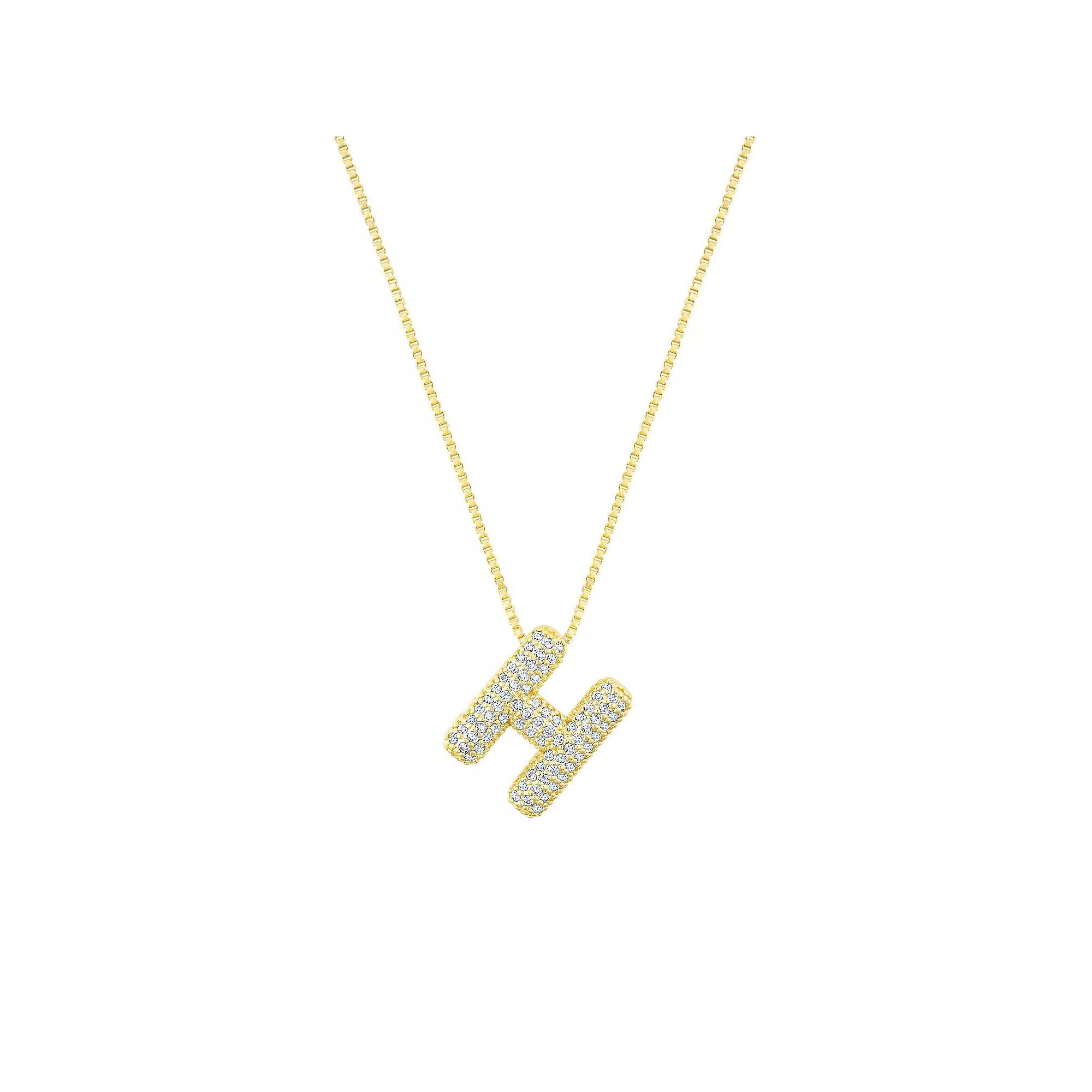 Adornia 14k Gold Plated Pave Bubble Letter Necklace, Women's, Size: 18", H Product Image