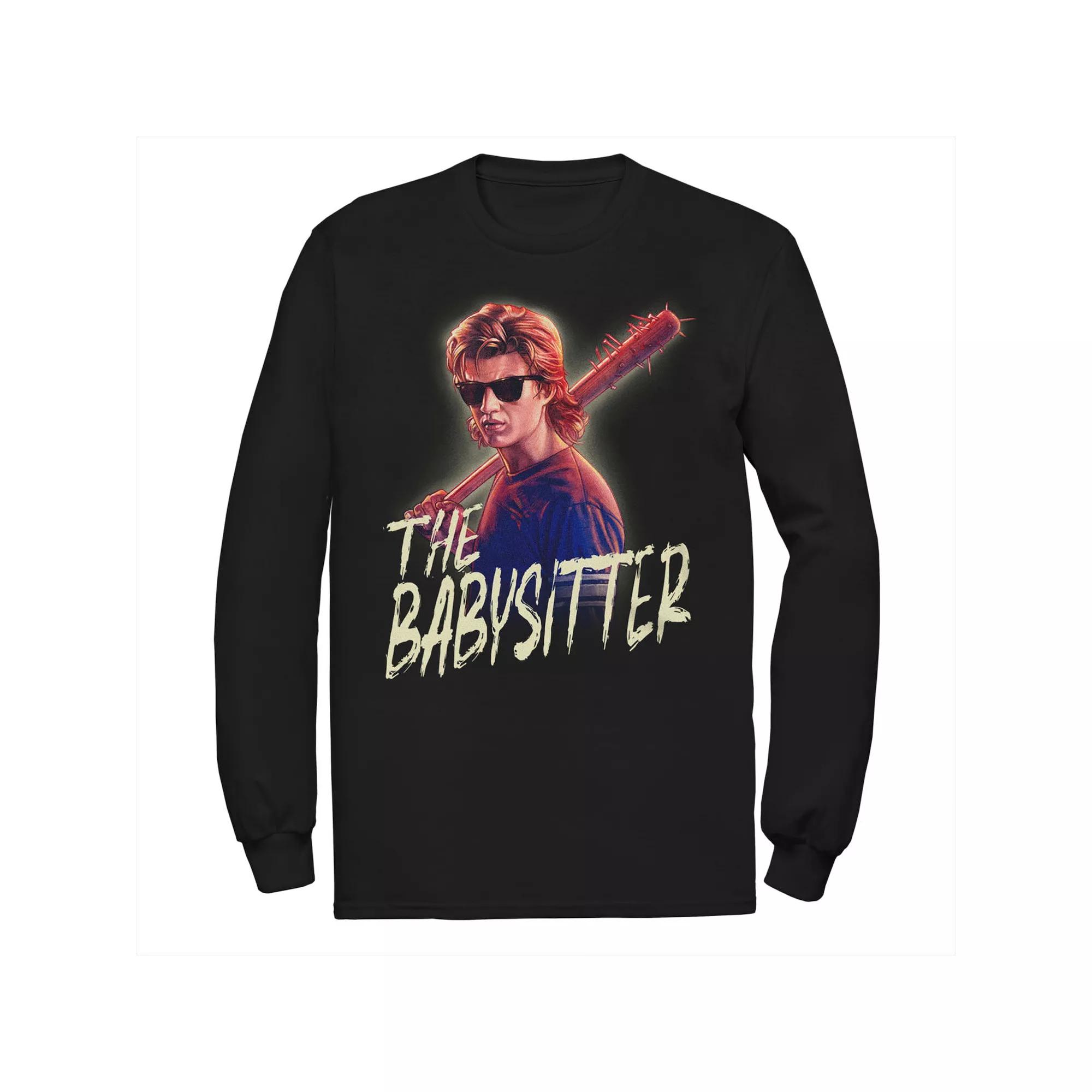 Big & Tall Stranger Things Steve The Babysitter Portrait Long Sleeve Graphic Tee, Men's, Size: 3XL Tall, Black Product Image