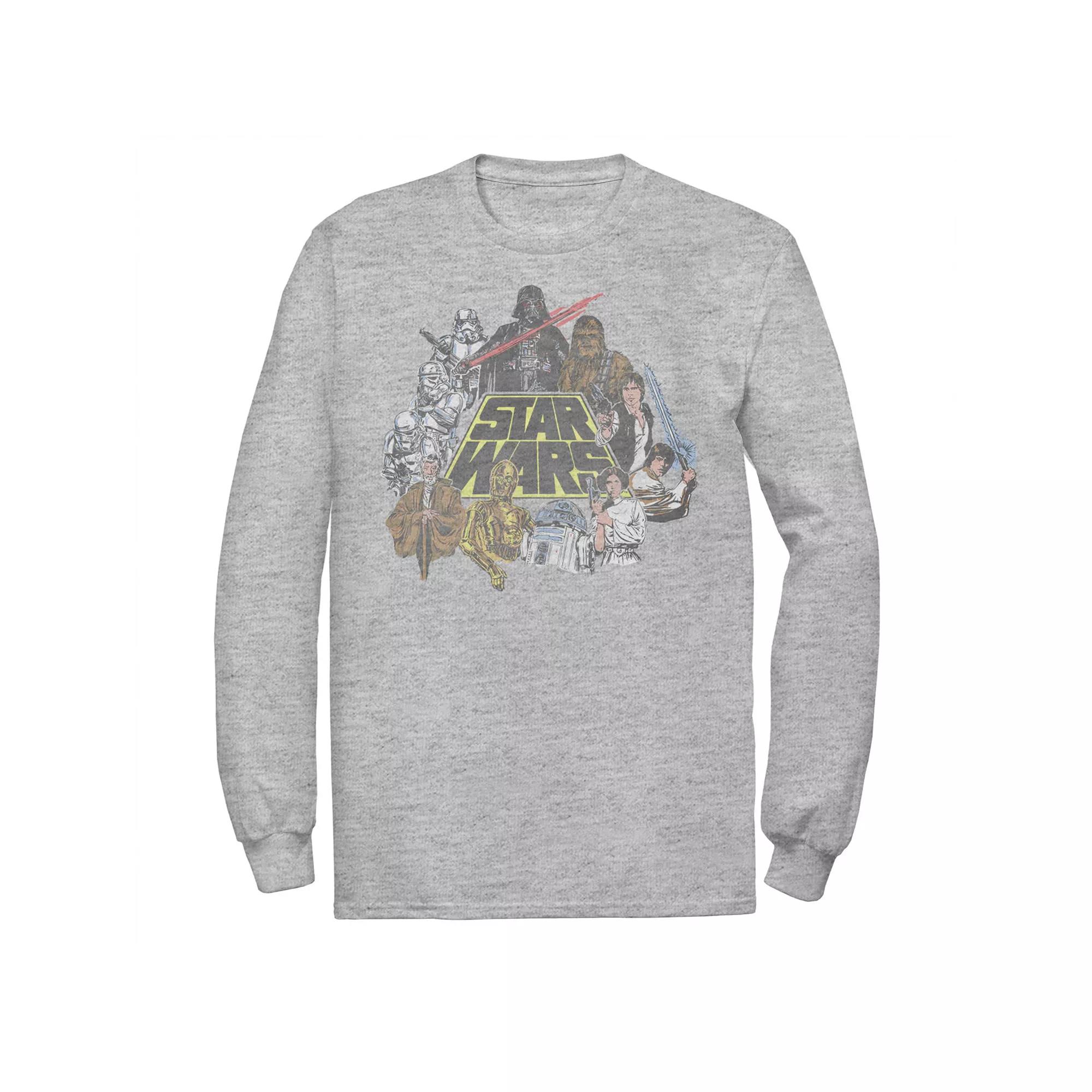 Men's Star Wars Classic Characters Cast Line Art Long Sleeve Tee,  Product Image