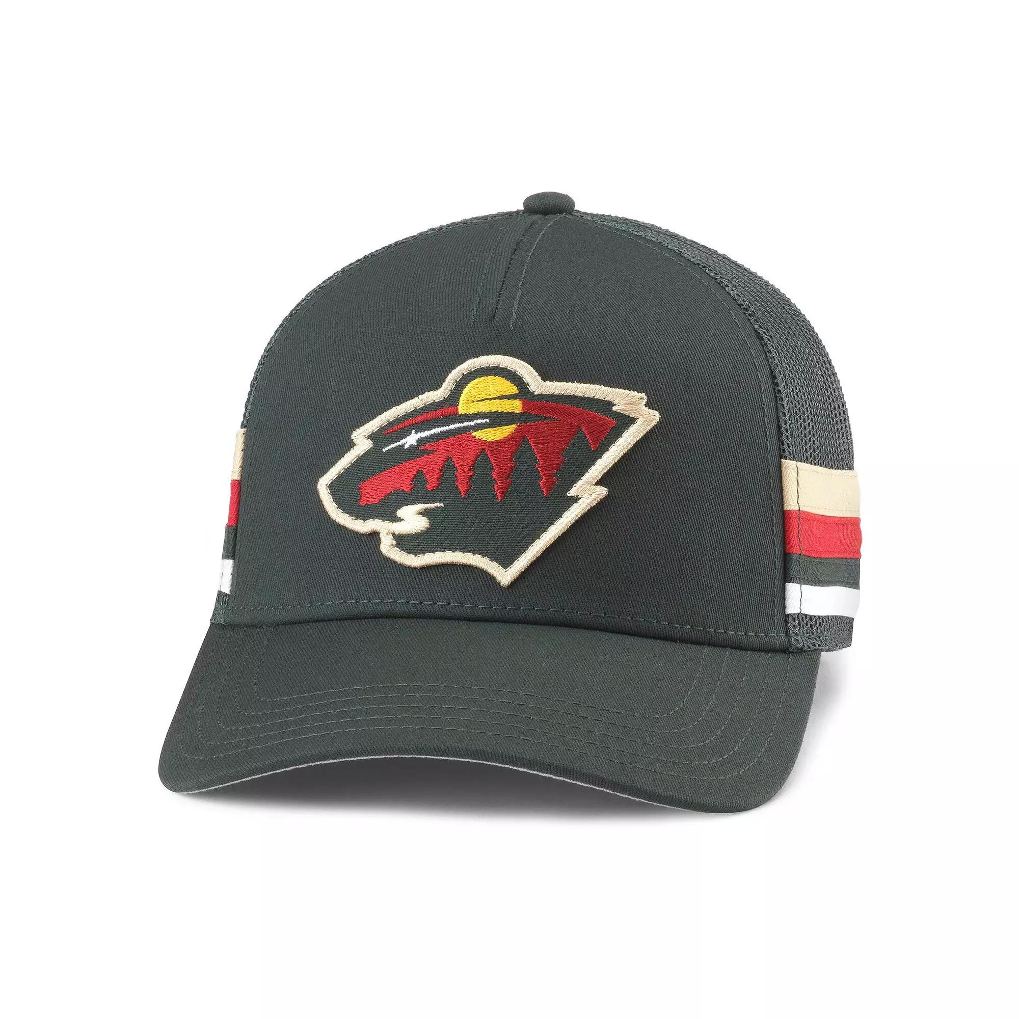 Men's American Needle Green Minnesota Wild HotFoot Stripes Trucker Adjustable Hat Product Image