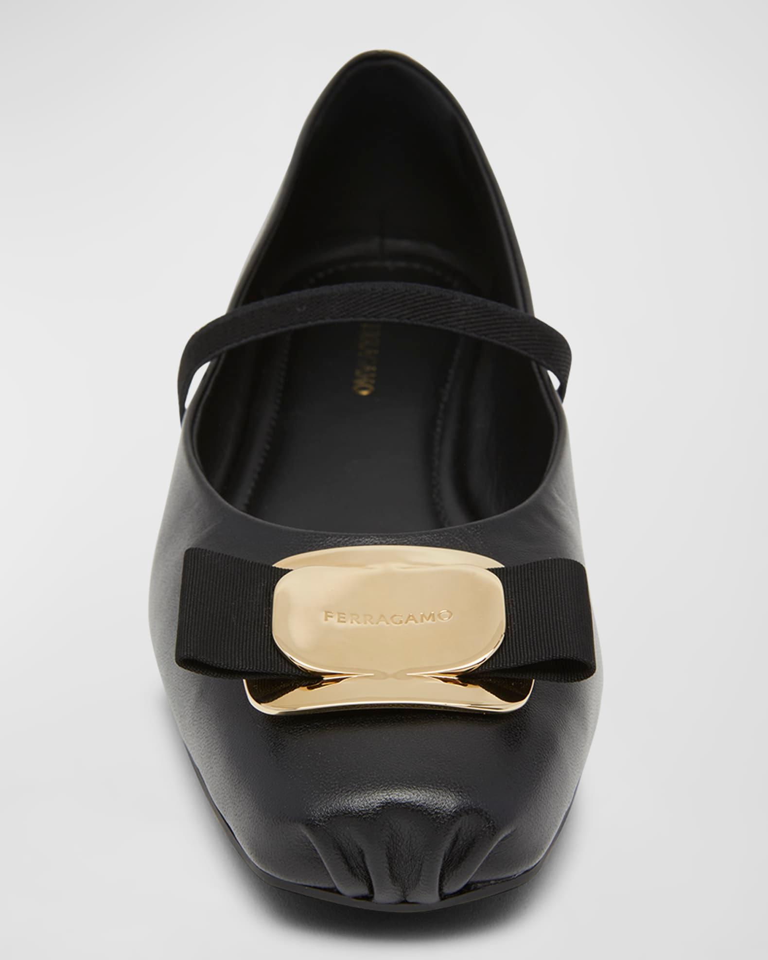 Zina Leather Bow Mary Jane Ballerina Flats Product Image