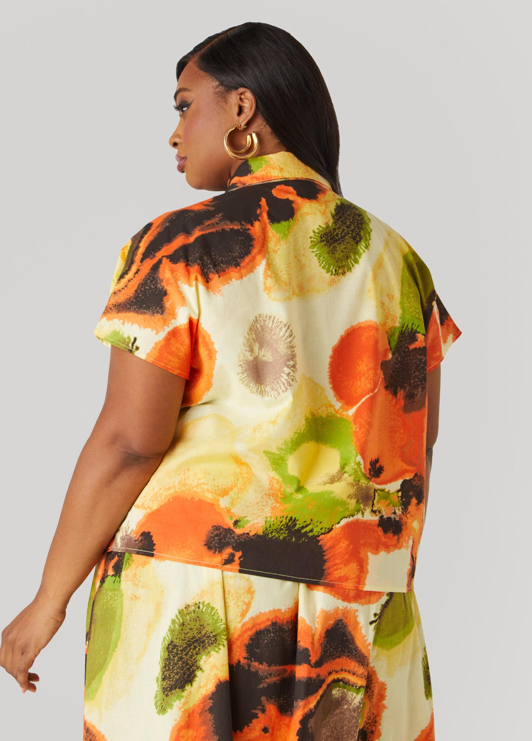 Plus Size Watercolor Cotton Shirt Ashley Stewart Product Image
