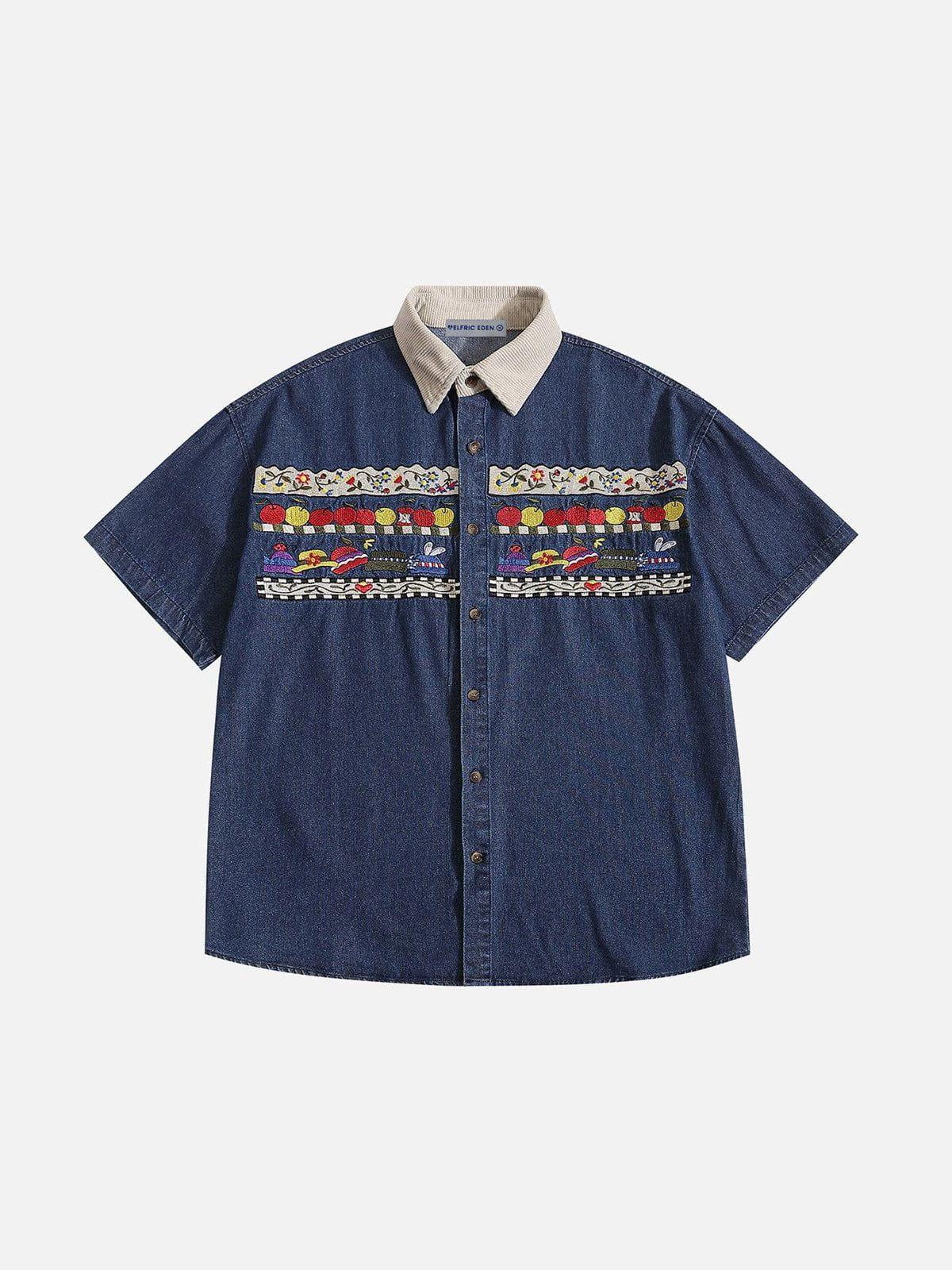 Aelfric Eden Cartoon Graphic Denim Shirt Product Image