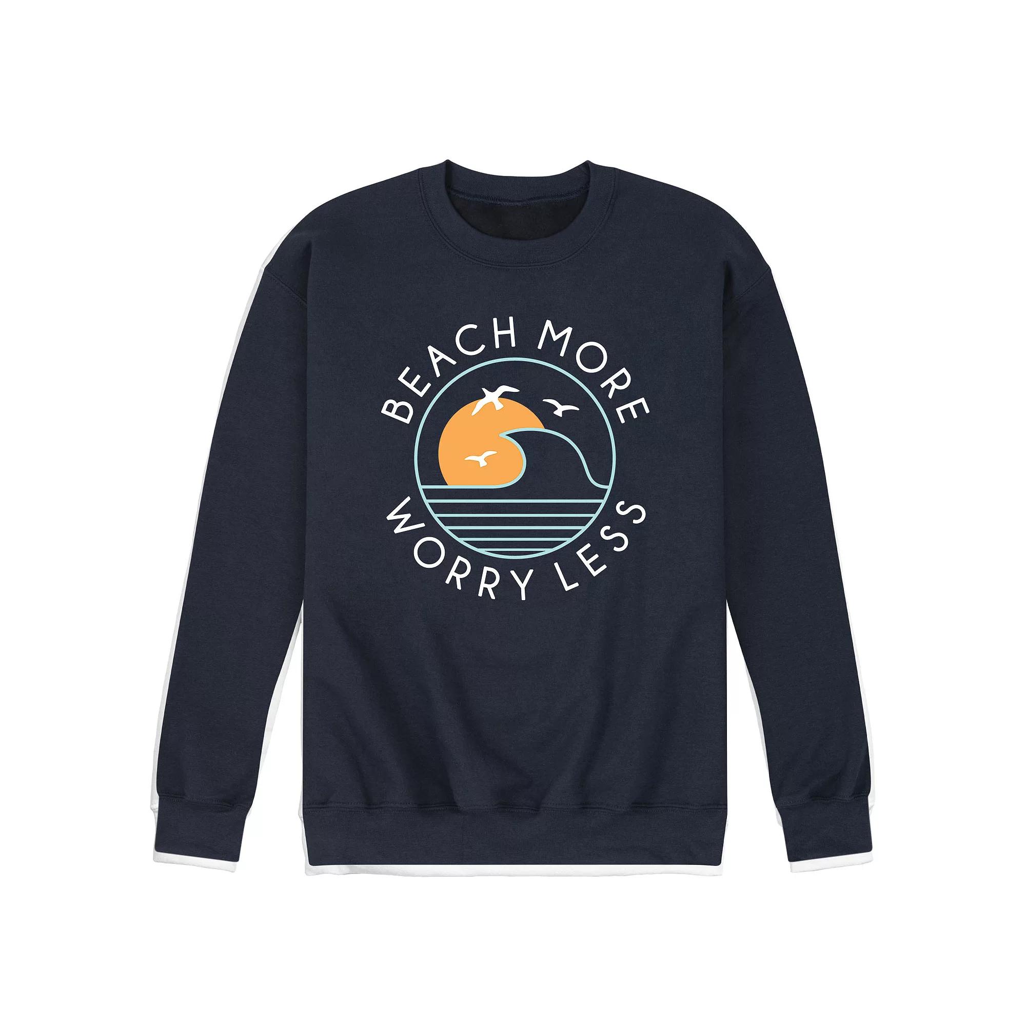 Men's Beach More Worry Less Graphic Fleece Sweatshirt,  Product Image