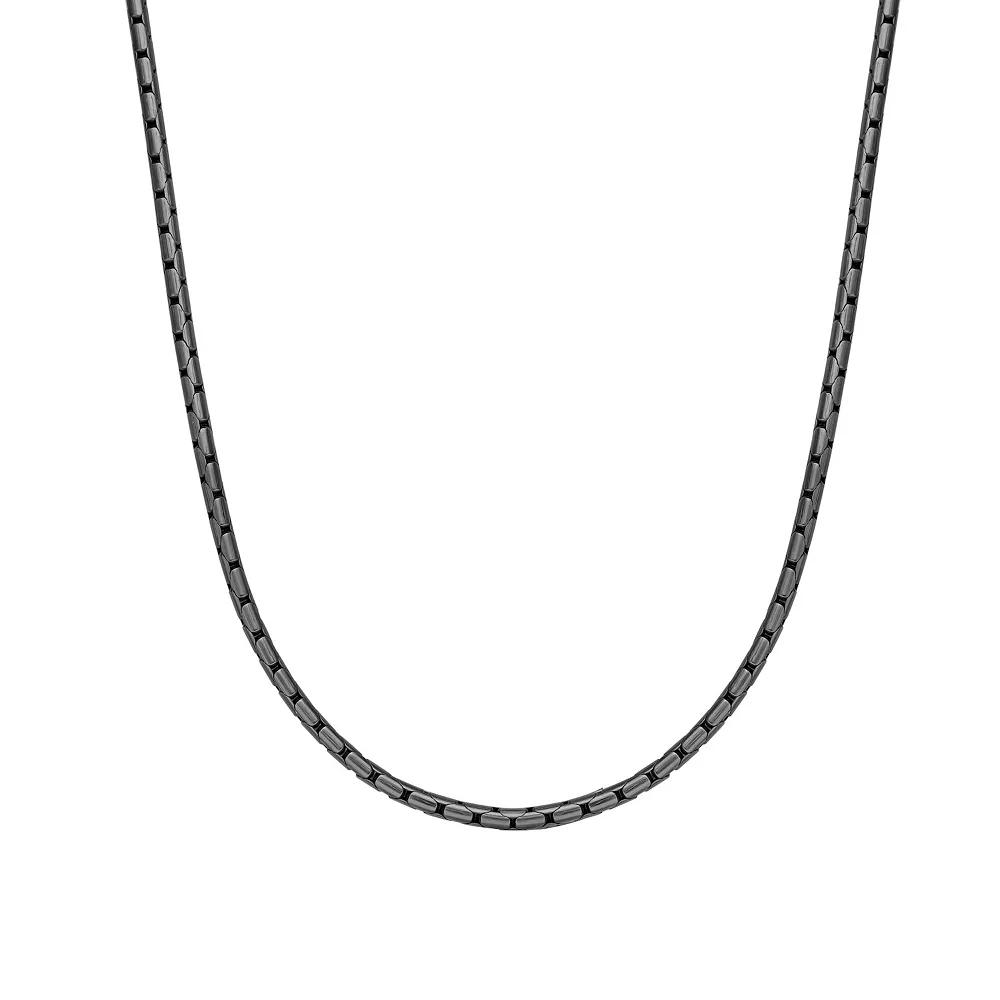 LYNX Stainless Steel 4mm Snake Gray Ion-Plated Men's Necklace,  Product Image