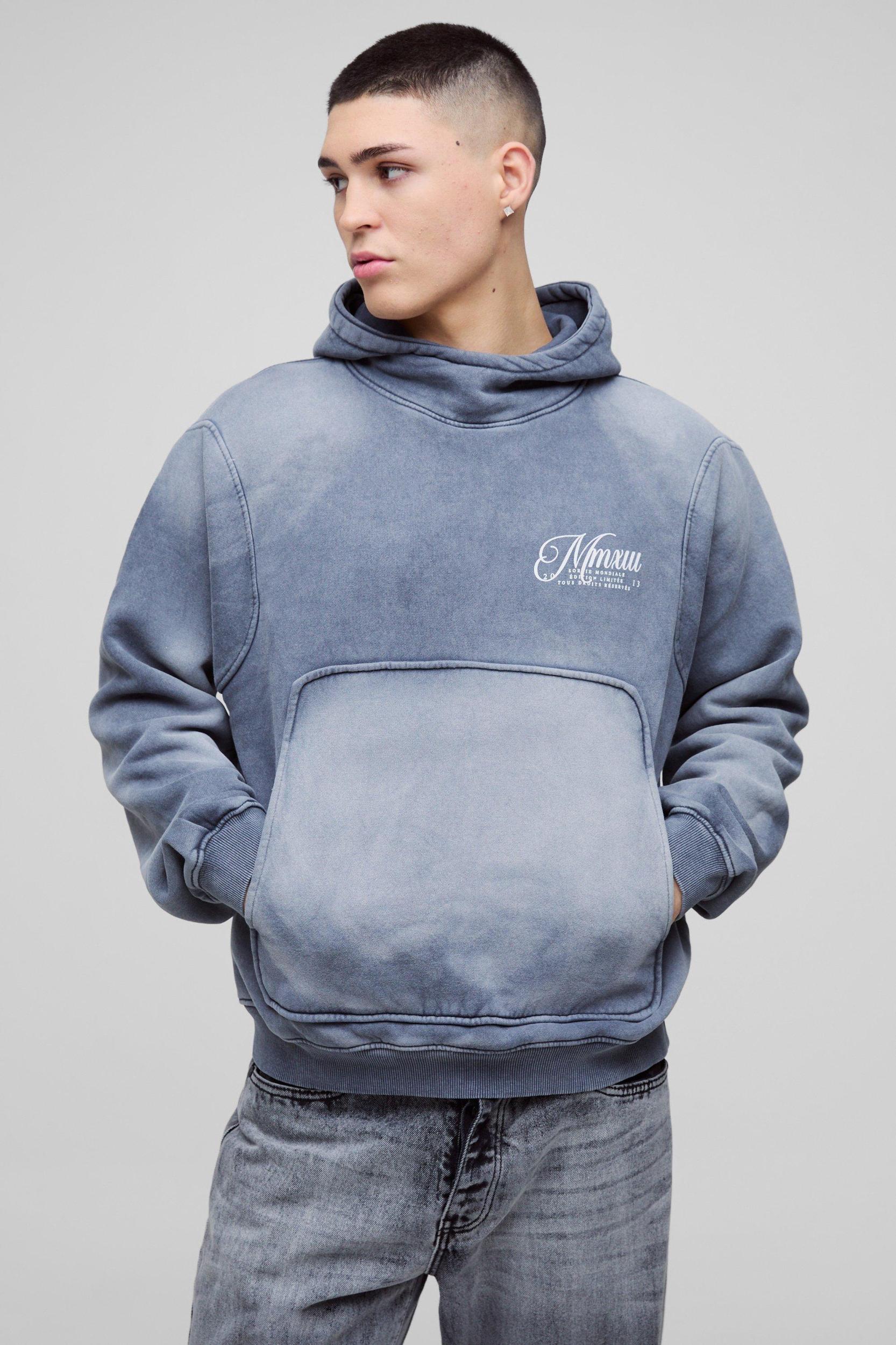 Oversized Boxy Funnel Neck Seam Detail Hoodie | boohooMAN USA Product Image