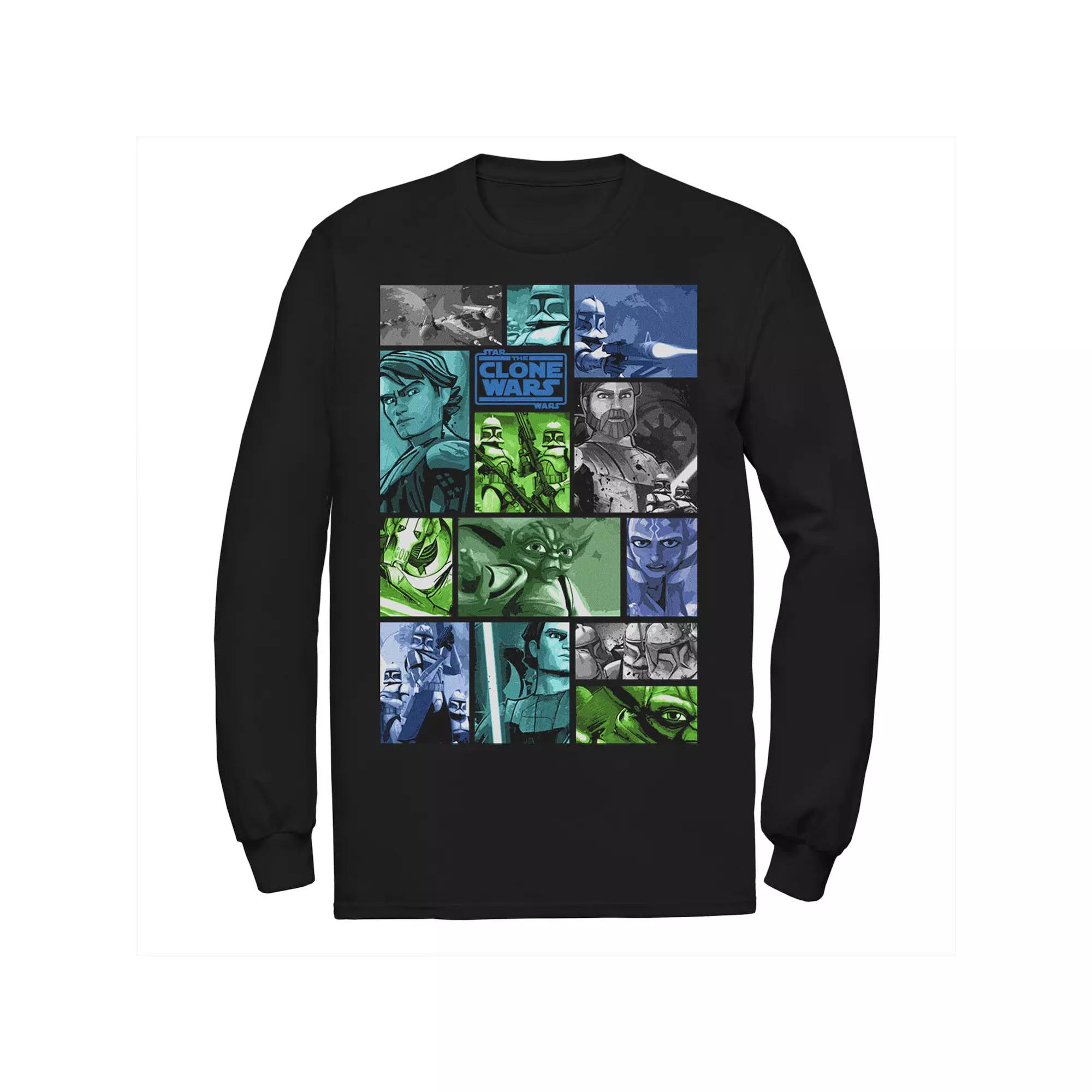 Men's Star Wars: Clone Wars Group Shot Panels Tee, Size: Large, Black Product Image