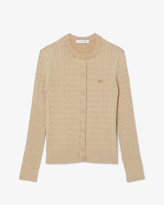 Washed Effect Cable Knit Cardigan Product Image