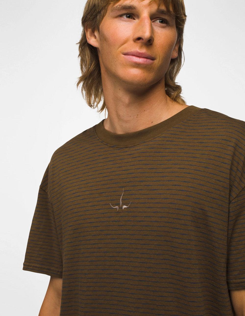 PRANA Paxton Mens Stripe Tee - BROWN Product Image