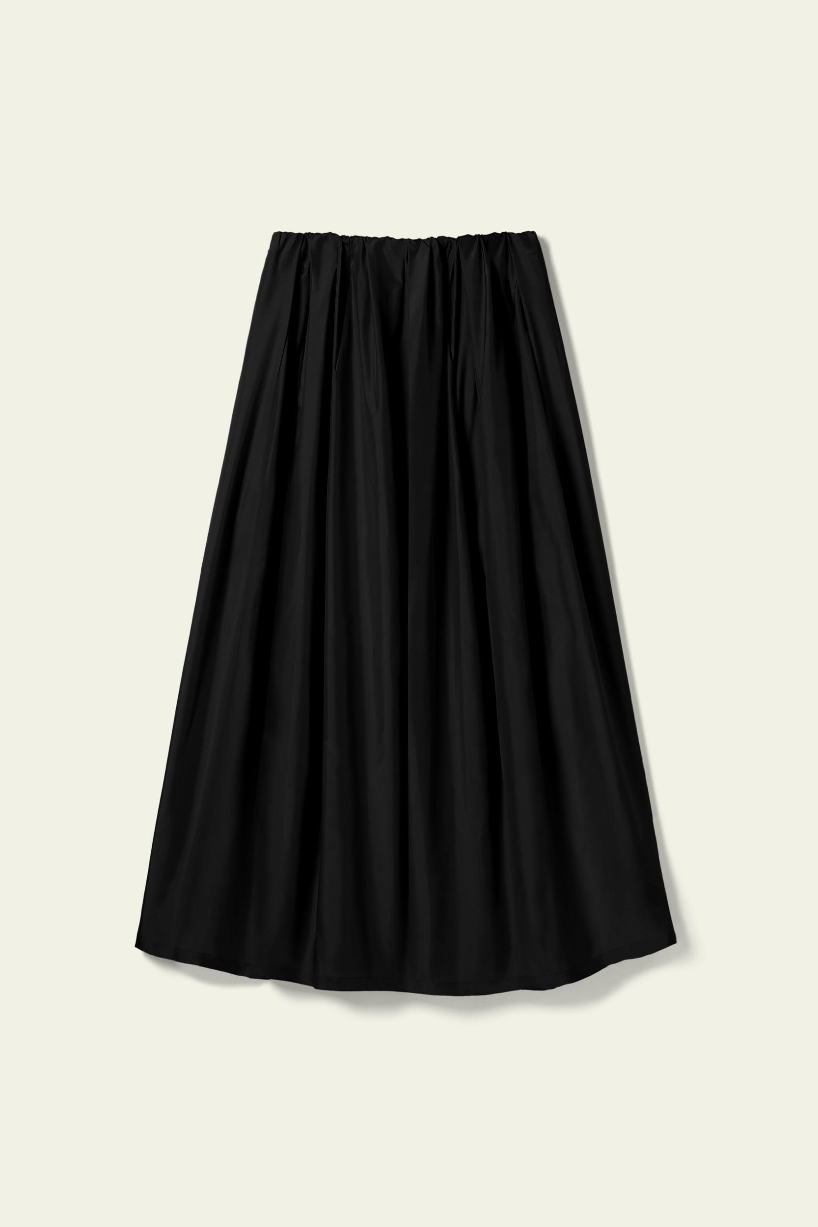 LILYSILK Women's Silk Taffeta Waist-Pleated Skirt, Black, Size 10, Water-Repellent & Voluminous Product Image