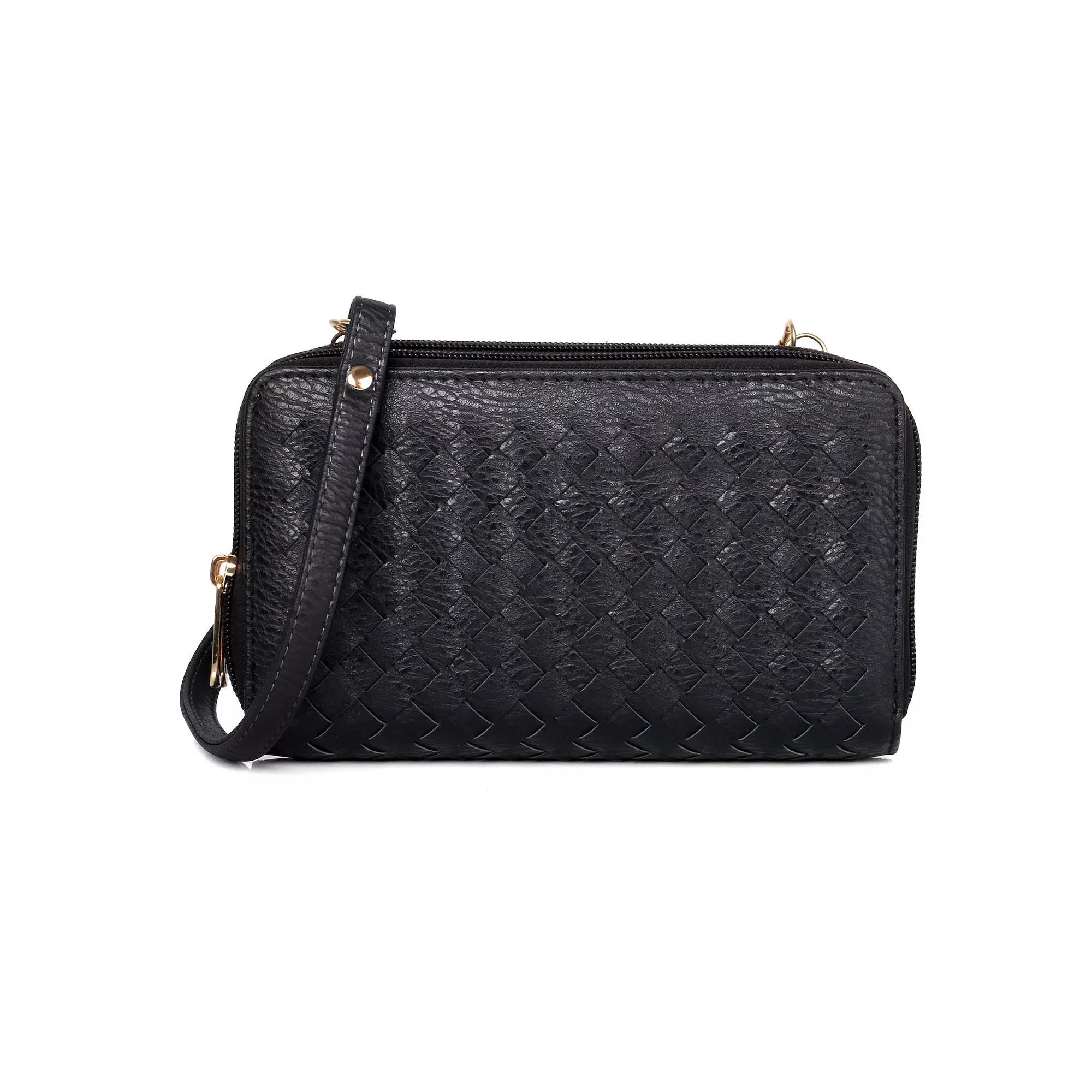 Women's Karla Hanson RFID-Blocking Ellen Woven Crossbody Phone Wallet, Black Product Image
