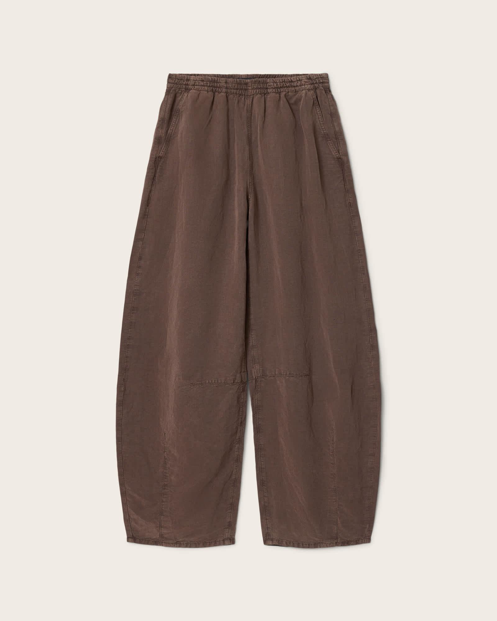 Jett Wide Leg Linen Blend Pants PLUM BROWN | ALLSAINTS US Product Image