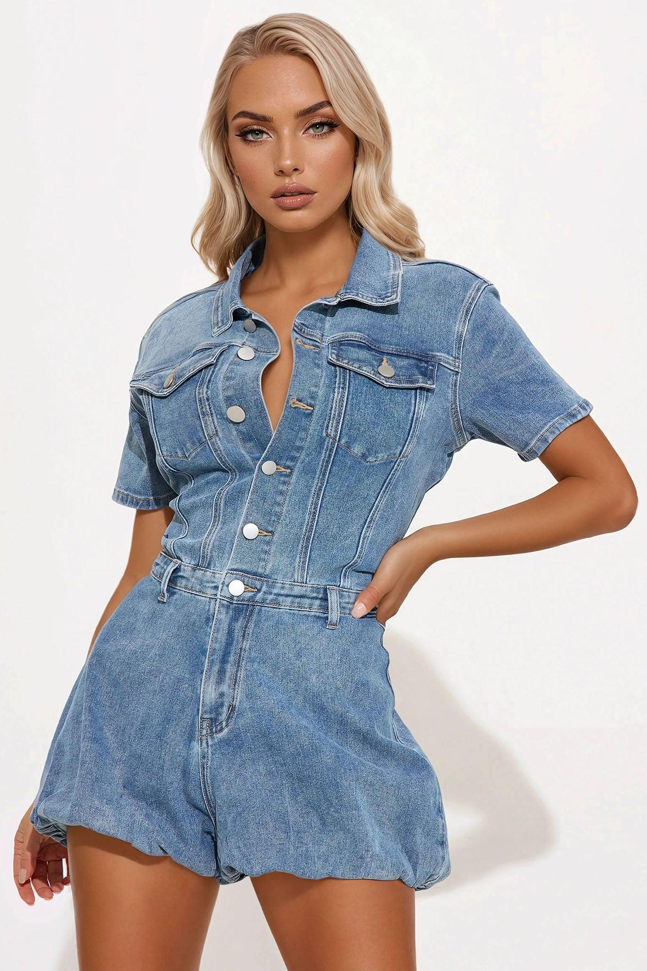 Madison Denim Romper - Medium Wash Product Image