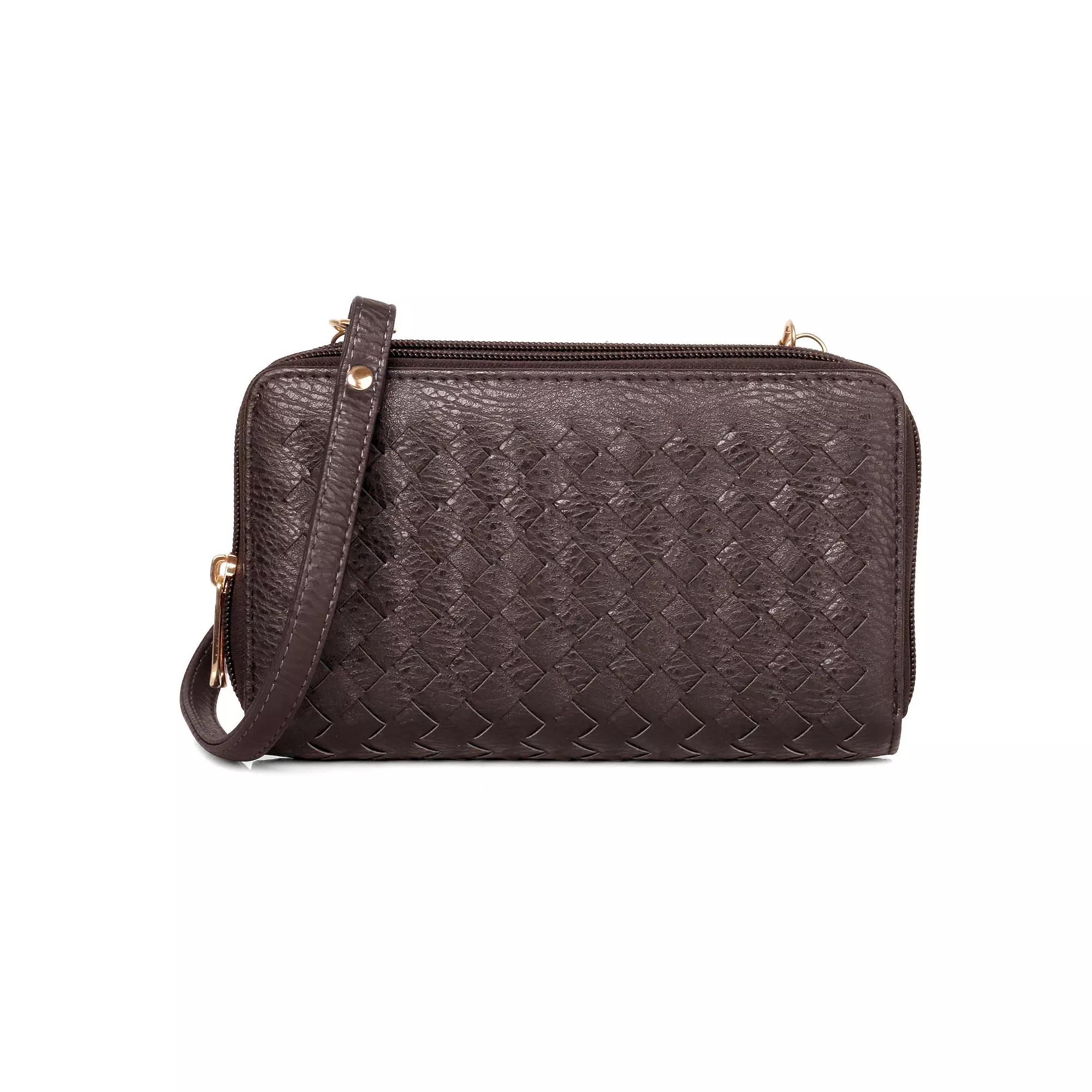 Womens Karla Hanson RFID-Blocking Ellen Woven Crossbody Phone Wallet, Brown Product Image