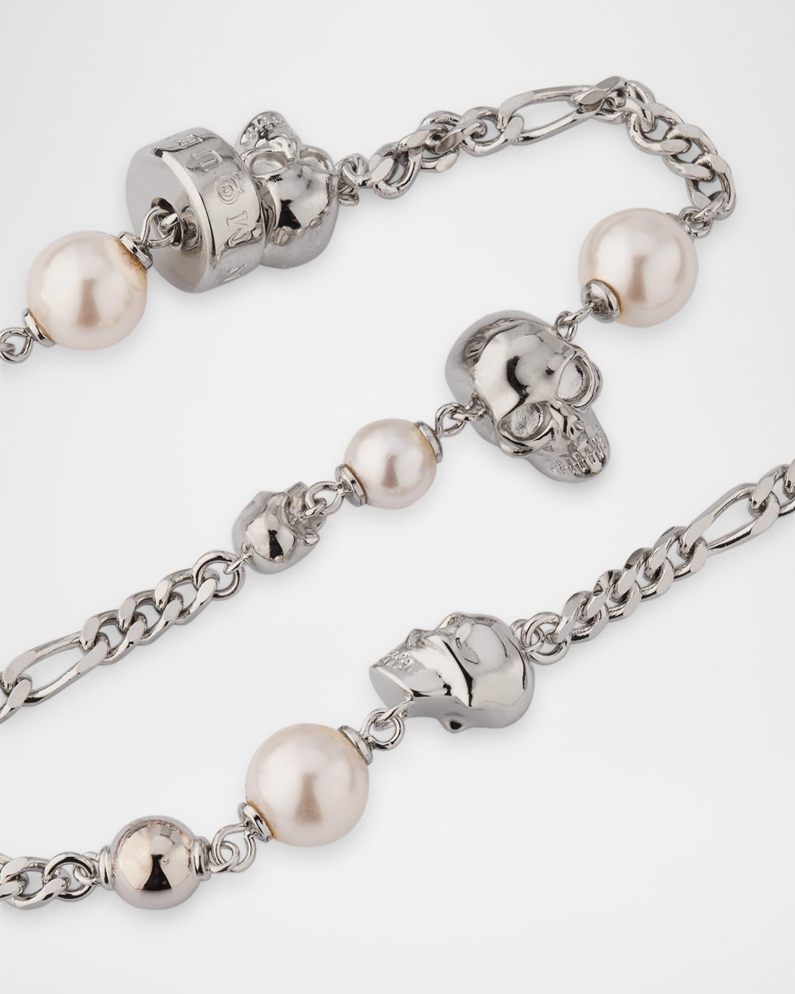 Men's Pearly Skull Chain Necklace Product Image