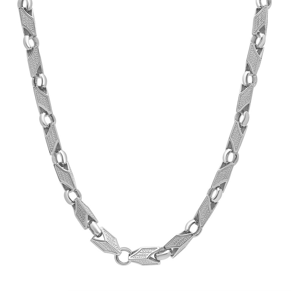 Men's Stainless Steel 24 in. Textured Chevron Link Chain Necklace, Size: 24", Sterling Product Image
