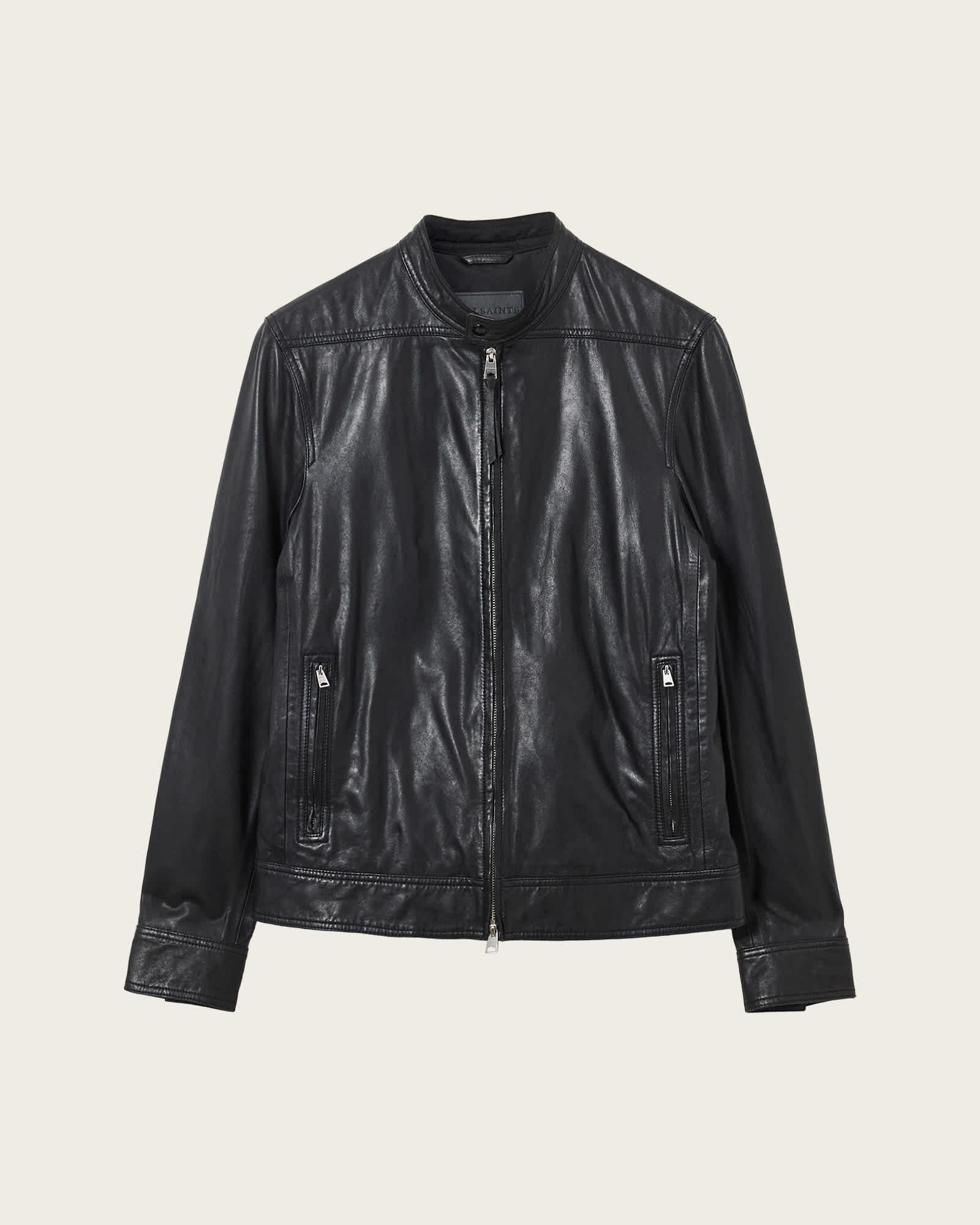 Colt Slim Fit Leather Jacket Black | ALLSAINTS US Product Image