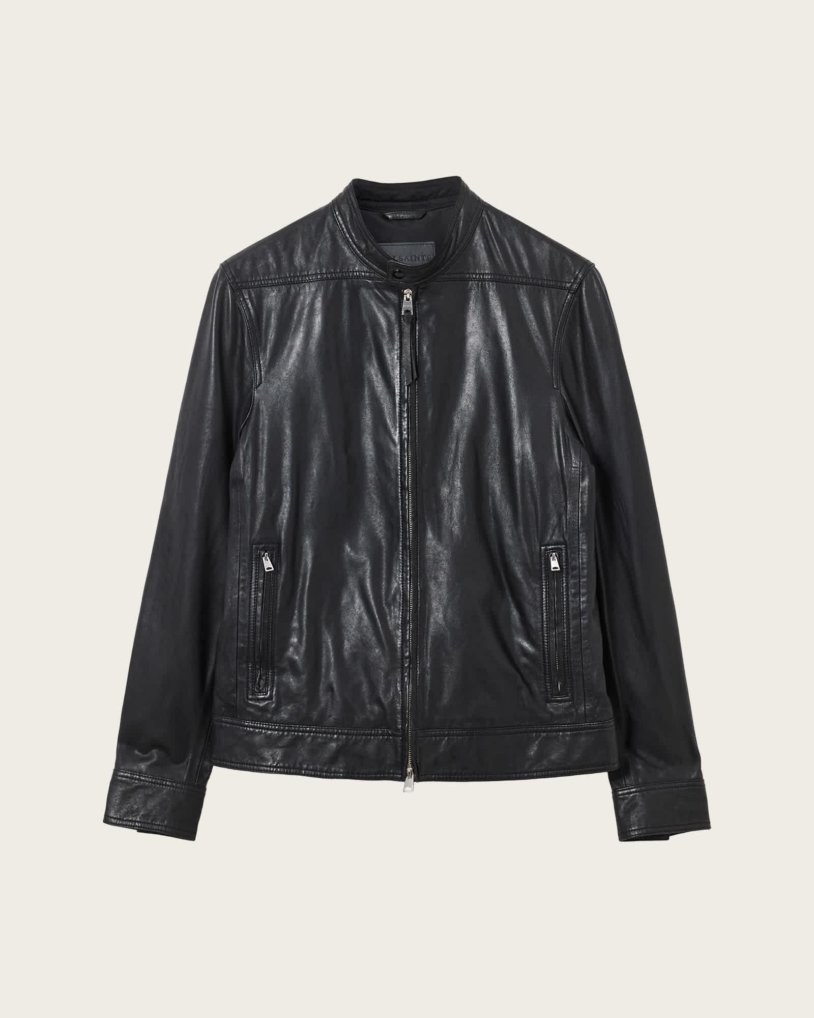Colt Slim Fit Leather Jacket Black | ALLSAINTS US Product Image