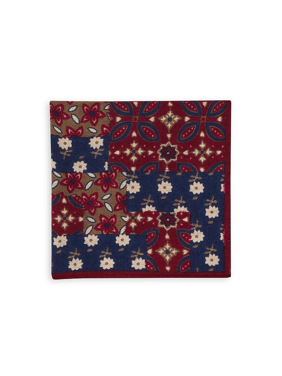 Mens Floral Wool-Silk Pocket Square Product Image
