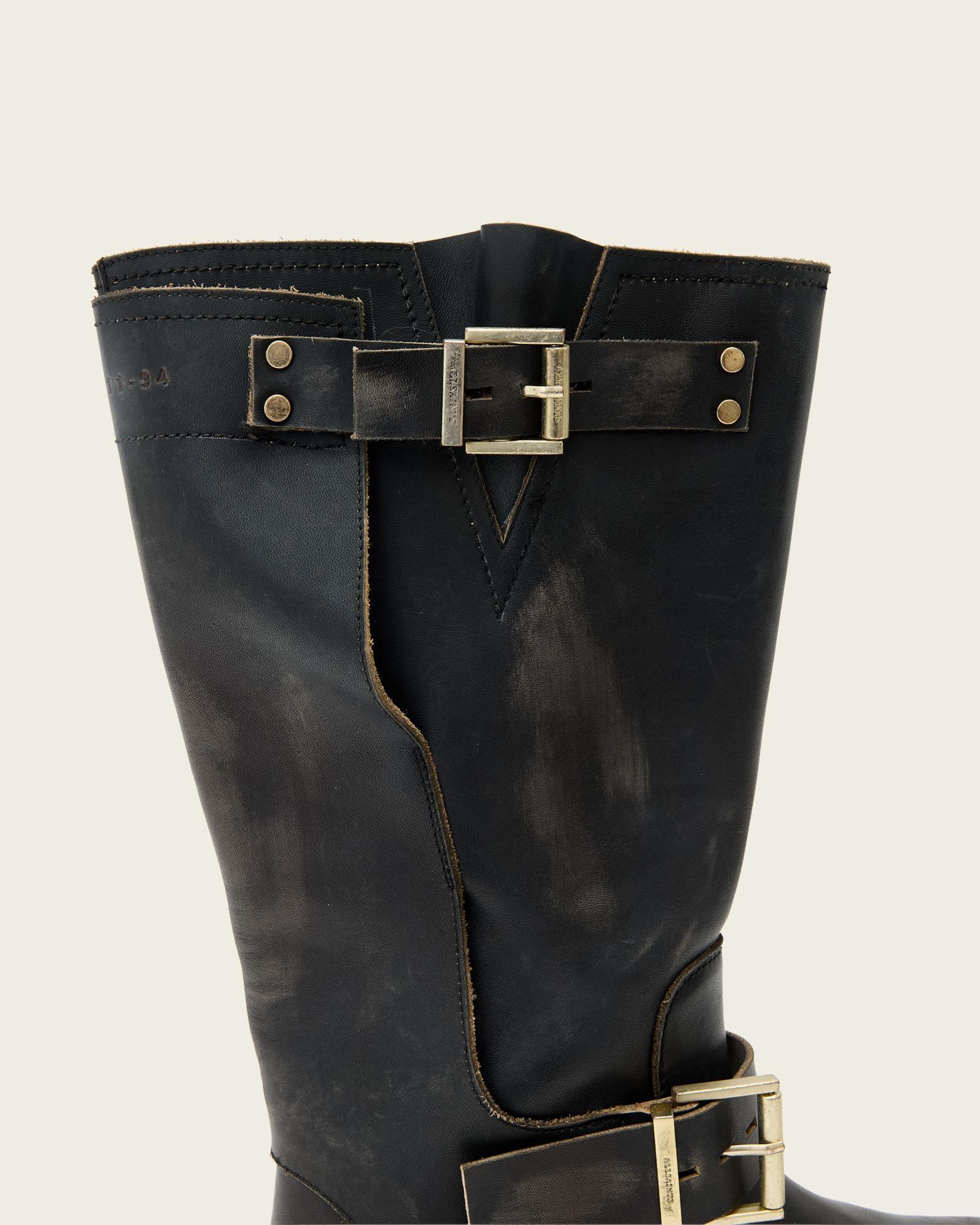 Tay Leather Biker Boots Dark Brown | ALLSAINTS US Product Image