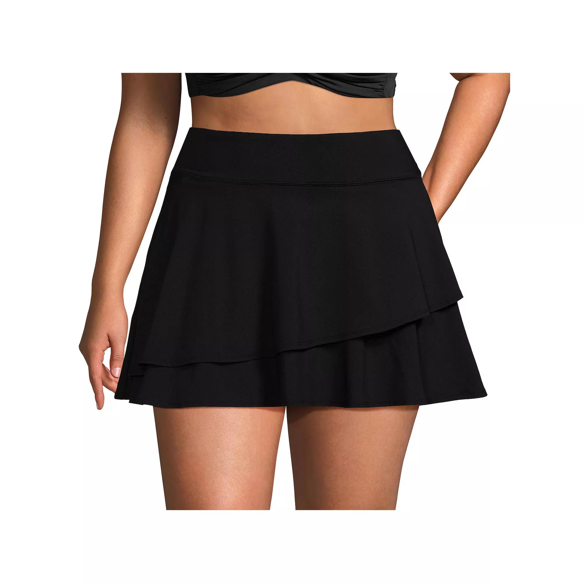 Plus Size Lands' End Chlorine Resistant High Waisted Tulip Hem Swim Skort Swim Bottoms, Women's, Size: 1XL, Deep  Blue Product Image