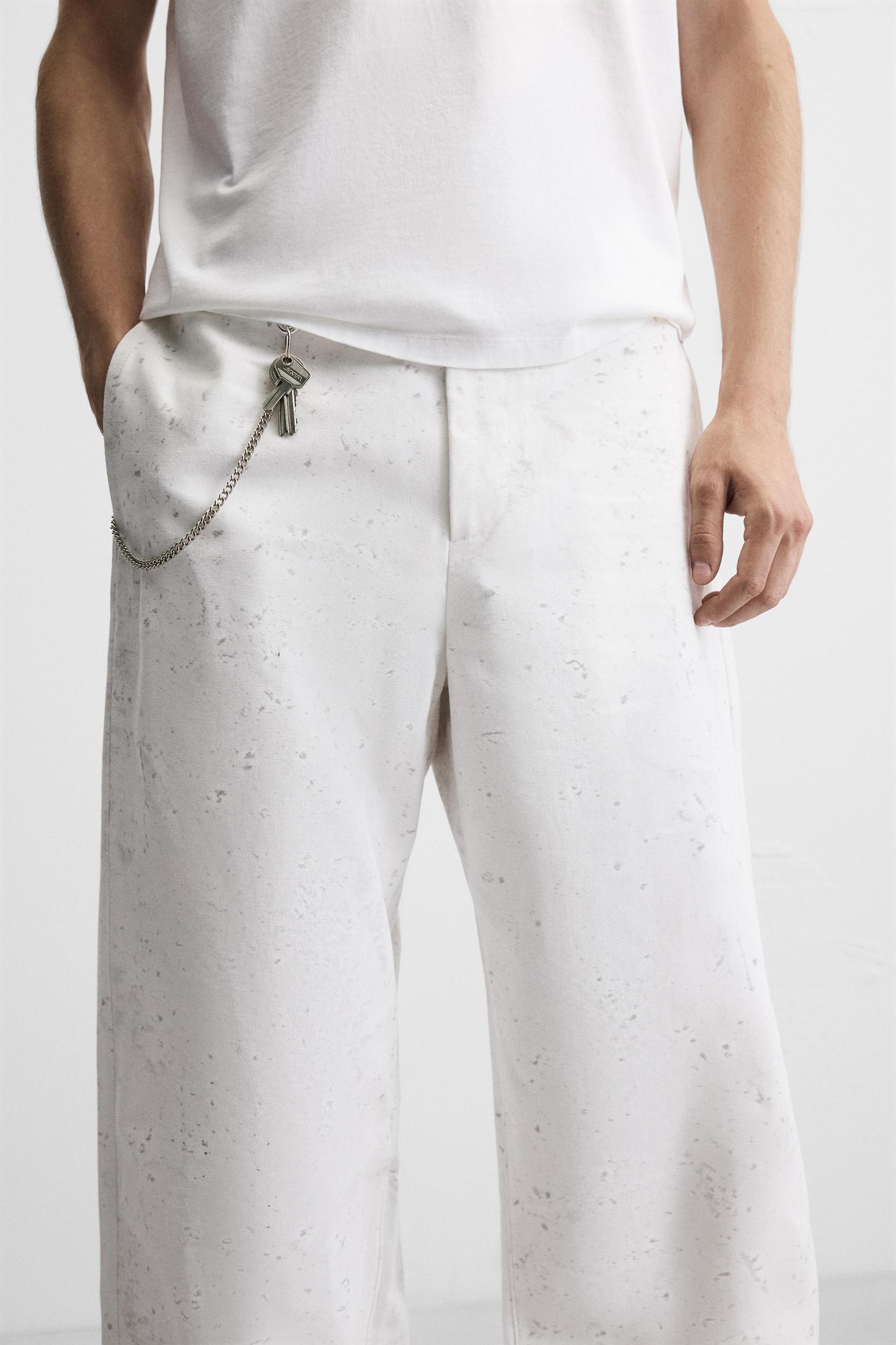 WIDE FIT ABSTRACT PRINT PANTS Product Image