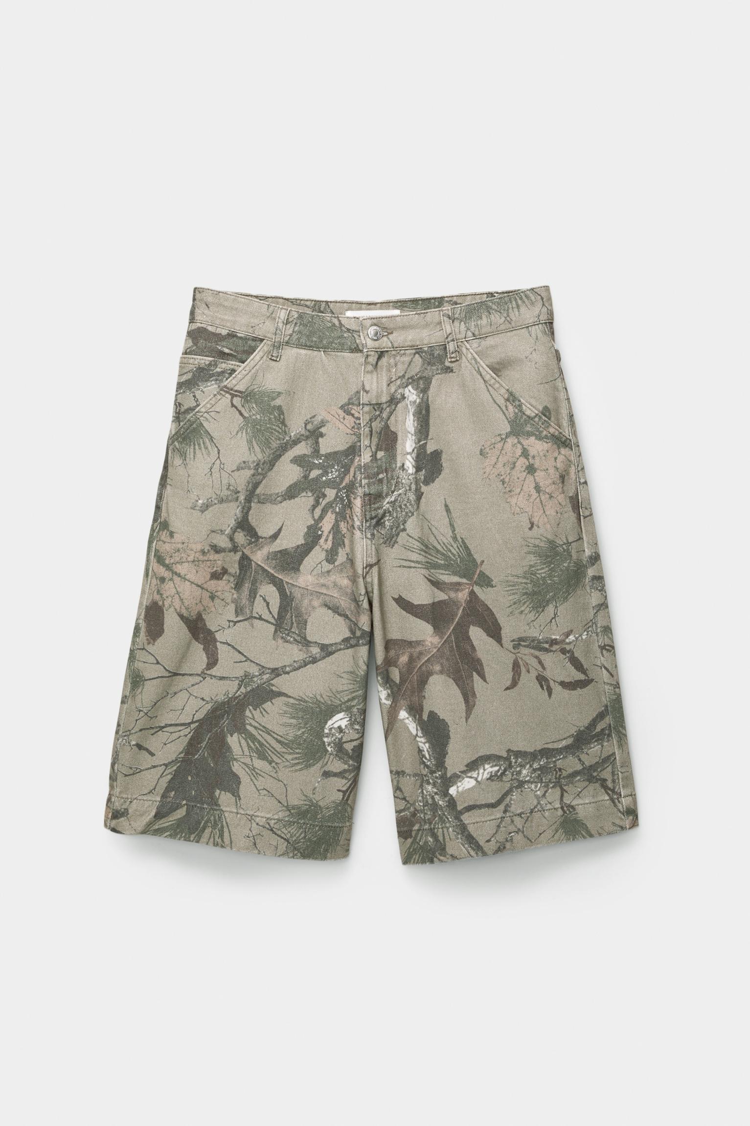Baggy Bermuda shorts with branch print Product Image